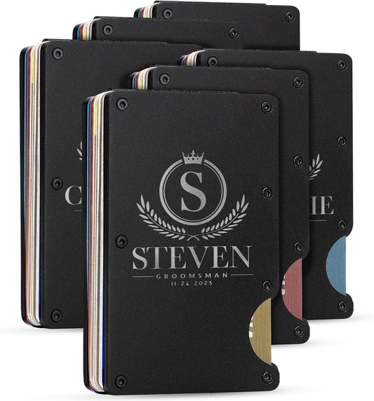 Amazing Items Set of 6, Groomsmen Gifts, Personalized Groomsmen Proposal Gifts, Groomsman Gift for Wedding, Custom Groomsmen Gifts Wallet Set, Groomsman Gifts for Men - D4