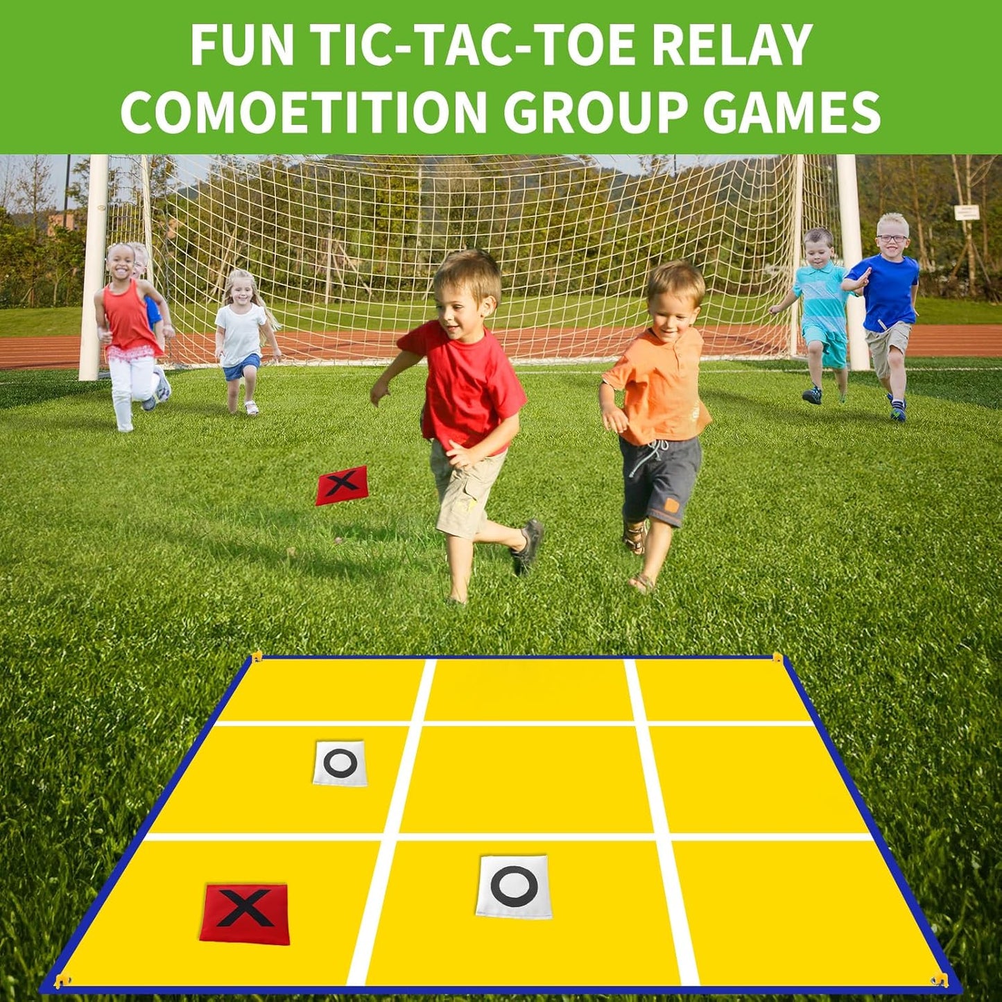 2-in-1 Giant Easter Bean Bag Toss & Large Tic Tac Toe Outdoor Games for Kids Adults-4.5ft Giant Outside Lawn Yard Camping Field Day Games for Kid Family-Backyard Fun Carnival Easter Party Giant Games
