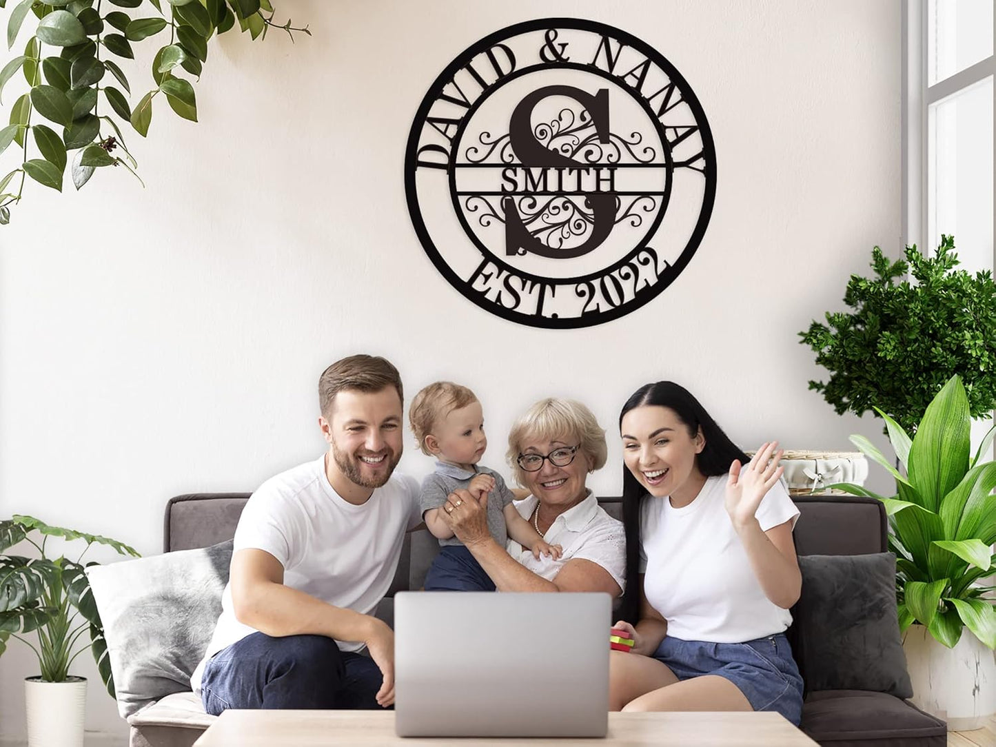 Custom Metal Name Sign, Custom Last Name Sign,Metal Last Name Sign, Personalized Monogram Wall Decor with Last Name Signs Initial Split Letter, Monogram Signs Personalized Wedding Gifts