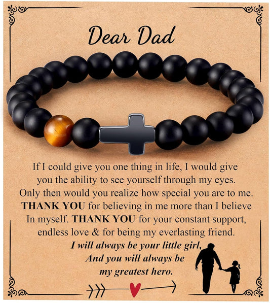 Mens Bracelet with Love Card Inspirational Jewelry Gifts for Man Christian Religious Baptism Valentines Day Graduation Retirement Christmas Beaded Bracelets Gifts