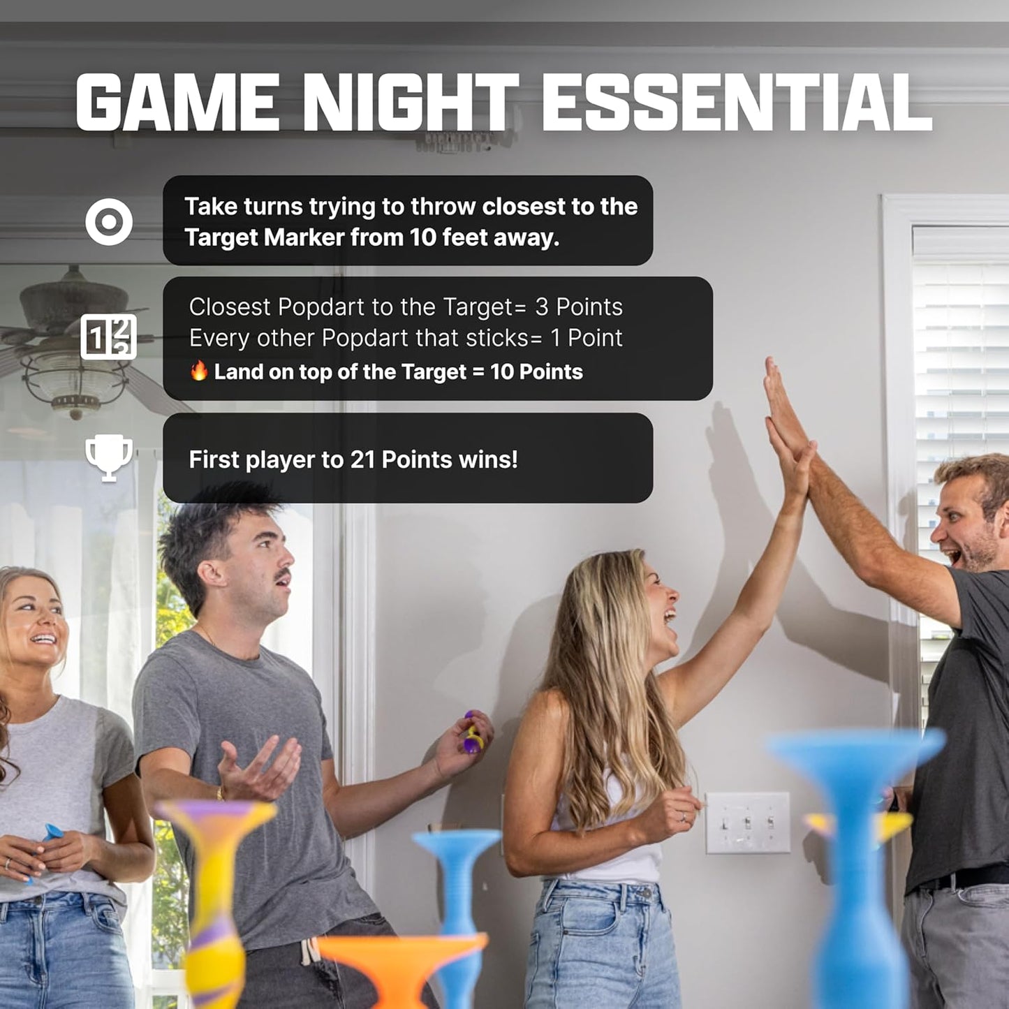 Popdarts USA Themed PRO Pack Game Set (Red White Blue Wigglenobber Target Marker) - Indoor, Outdoor Suction Cup Throwing Game - Competition with a POP