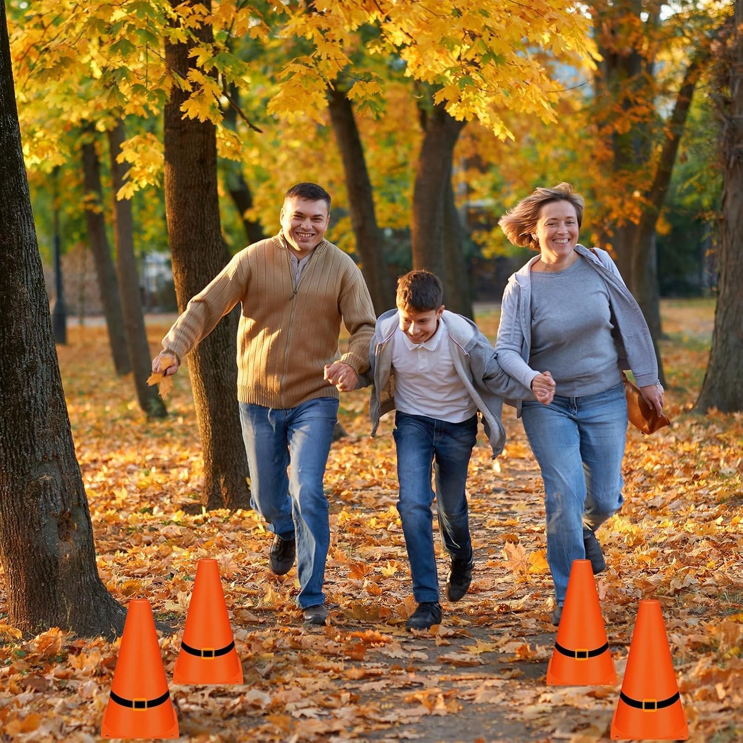 24 PCS Fall Festival Thanksgiving Ring Toss Game Kit 6 Orange Black Cones 18 Toss Rings - Outdoor/Indoor Carnival Party for School, Family Party Favors & Throwing Toy