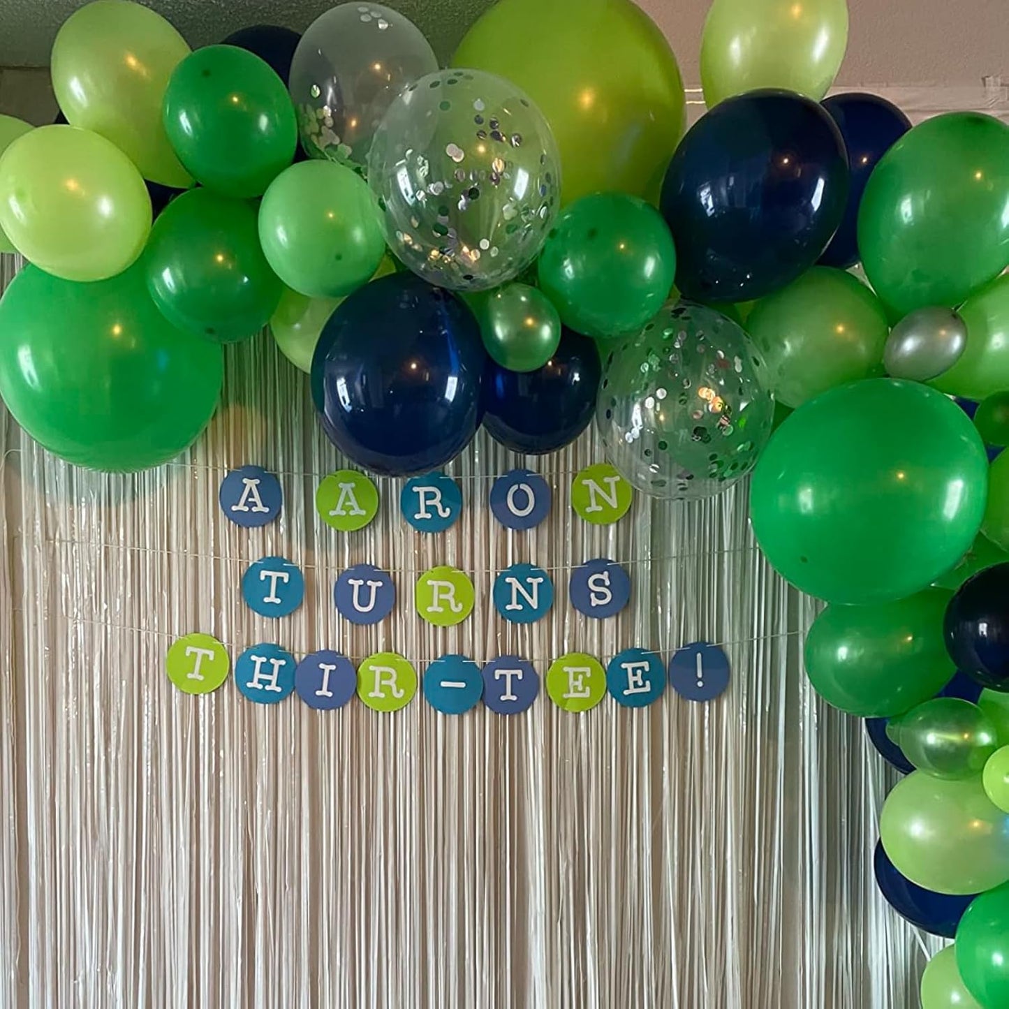 Blue and Green Balloons, 12 Inch Navy Blue Dark Green Balloons, Fruit Teal Blue White Latex Balloon with Confetti Balloon for Birthday Football Video Game Jungle Dinosaur Theme Party