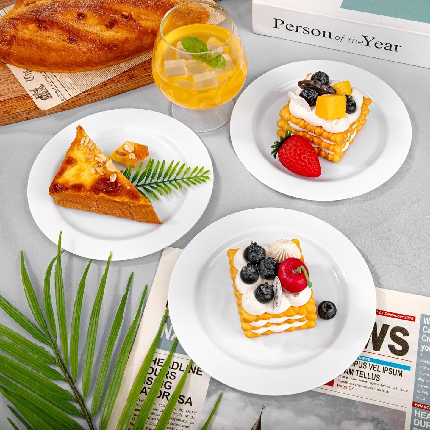 bUCLA 100Pieces White Plastic Plates - 6.25inch Disposable Plastic Appetizer/Small Cake/Salad/Dessert Plates Premium Hard, Ideal for Weddings& Parties