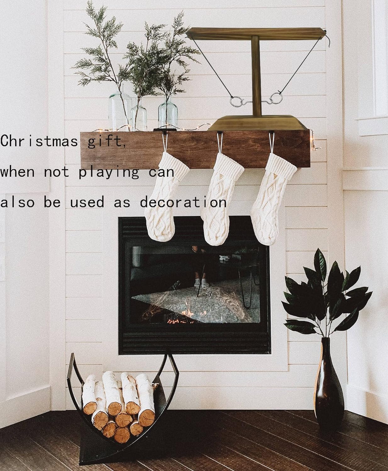 Ring Toss Game for Kids and Adults, Large Base Hook and Ring Game, Family-Friendly Indoor Holiday Fun or Outdoor Patio Games, White Elephant Gifts