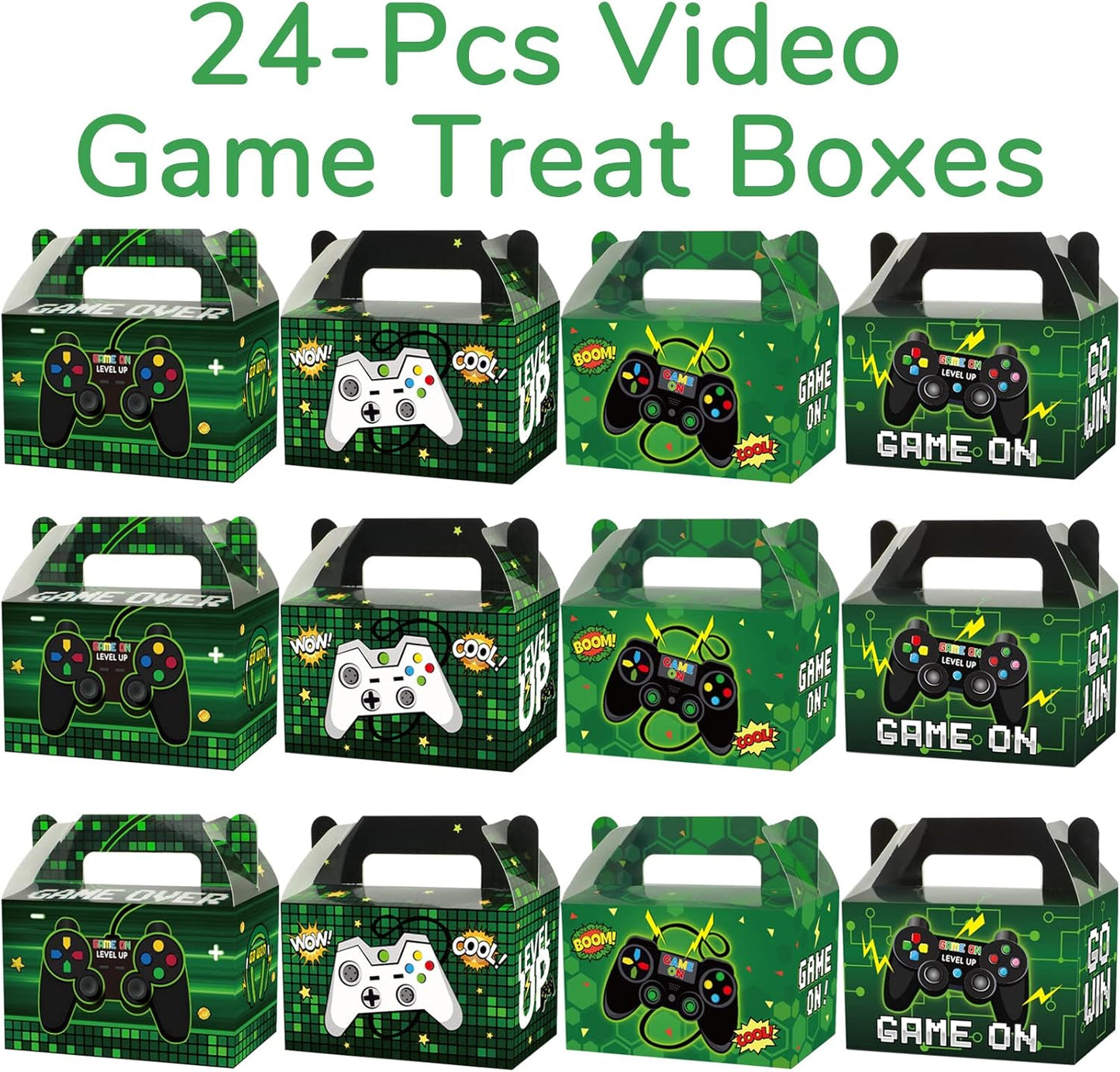 24 Pack Video Game Party Boxes Gamer Party Favor Candy Treat Bags Gaming Birthday Goodies Valentine's Day Gift Boxes for Kids Birthday Baby Shower Party Decorations Supplies