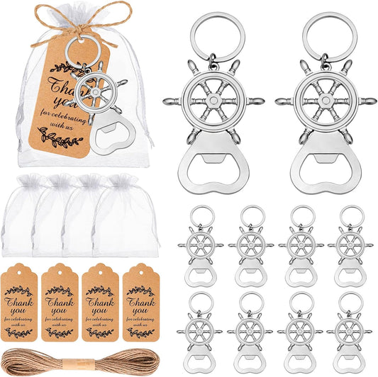 50 Pack Rudder Bottle Openers for Nautical Themed Baby Shower Wedding Bridal Shower Gifts for Guests, Birthday Nautical Gift for Sailor Boater, Stocking Stuffers for Men Friends Family Adults