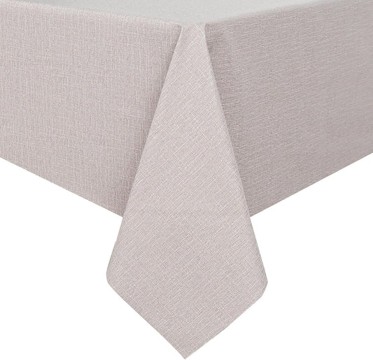 Romanstile 100% Waterproof PVC Tablecloth, Square Oil Spill Proof Stain Resistant Vinyl Table Cloth, Wipe Clean Plastic Table Covers for Kitchen/Dining/Parties - 54 x 54 Inch, Beige
