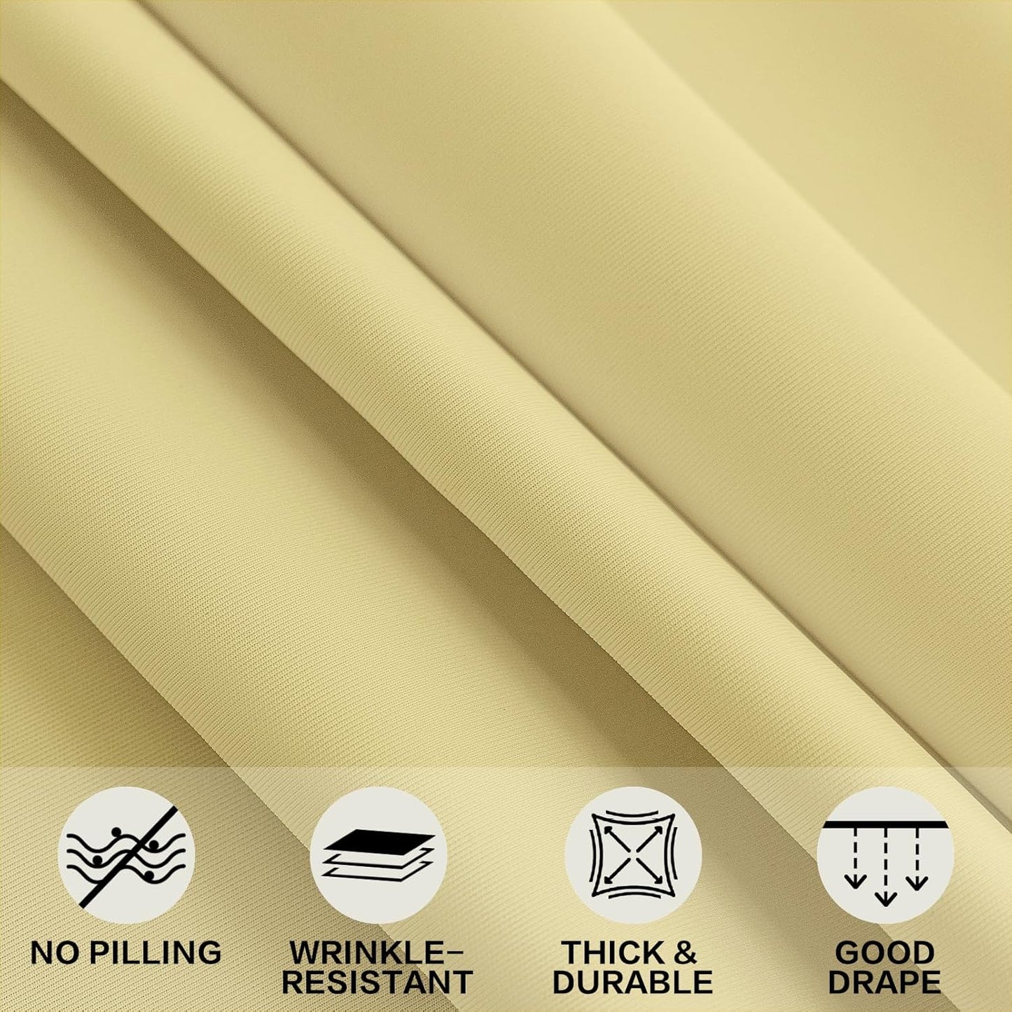 8ft Faint Yellow Stretch Tablecloth for Rectangular Tables - Flared Wrap Design, Waterproof, Wrinkle-Resistant, Washable - Ideal for Weddings, Parties, Banquets & Table Protection