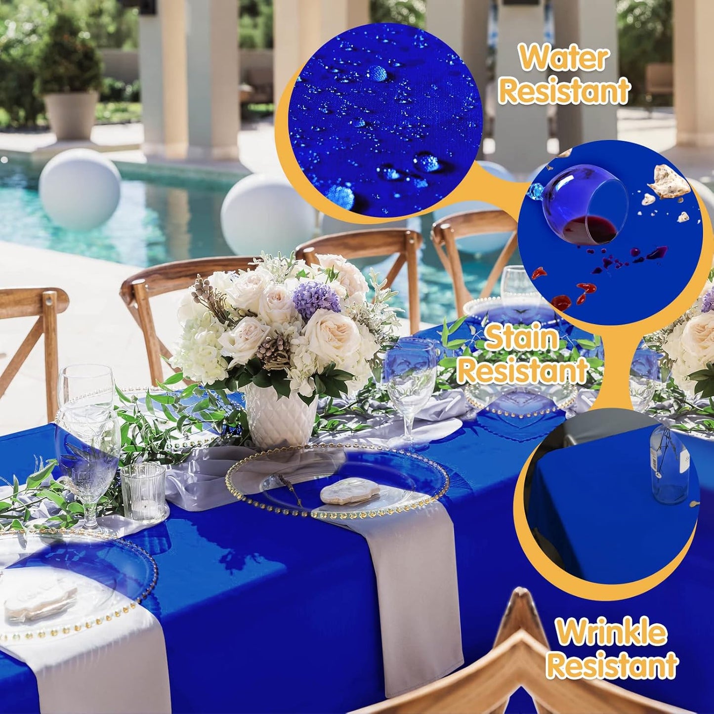 BRILLMAX 6 Pack Royal Blue Tablecloths 70 x 120 Inch for 6ft or 8ft Rectangle Tables - Rectangular Bulk Linen Polyester Fabric Washable Cloth Cover for Wedding Reception Banquet Birthday Party