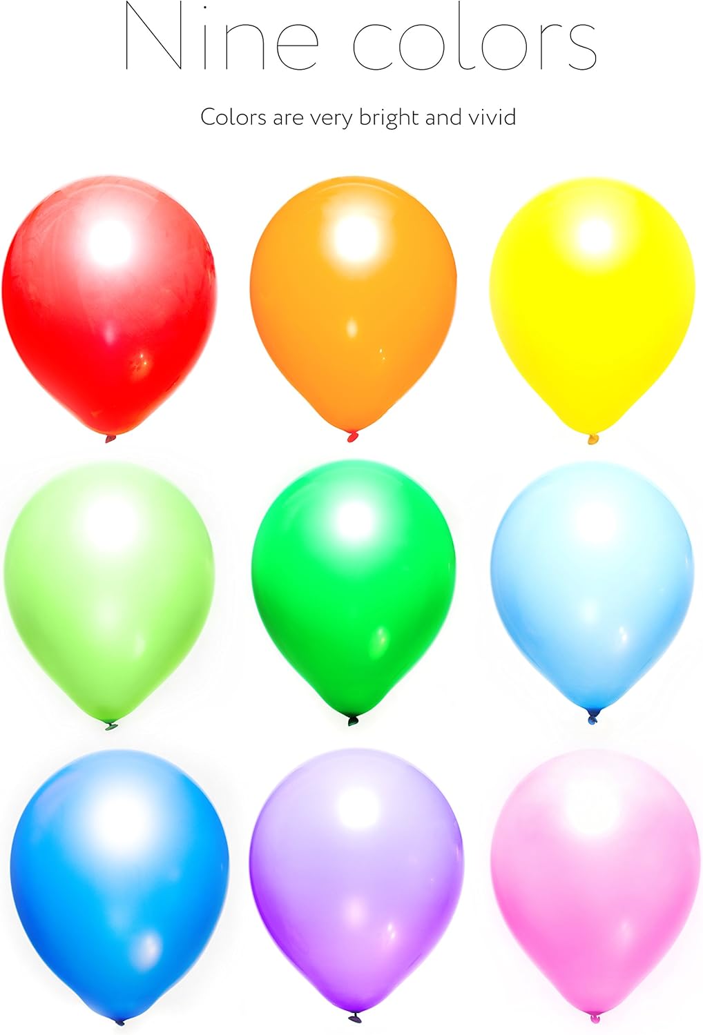 Dusico® Balloons Rainbow Set (100 Pack) 12 Inches, Assorted Bright Colors, Made With Strong Multicolored Latex, For Helium Or Air Use. Kids Birthday Party Decoration Accessory. Easy Blow Up by Mouth