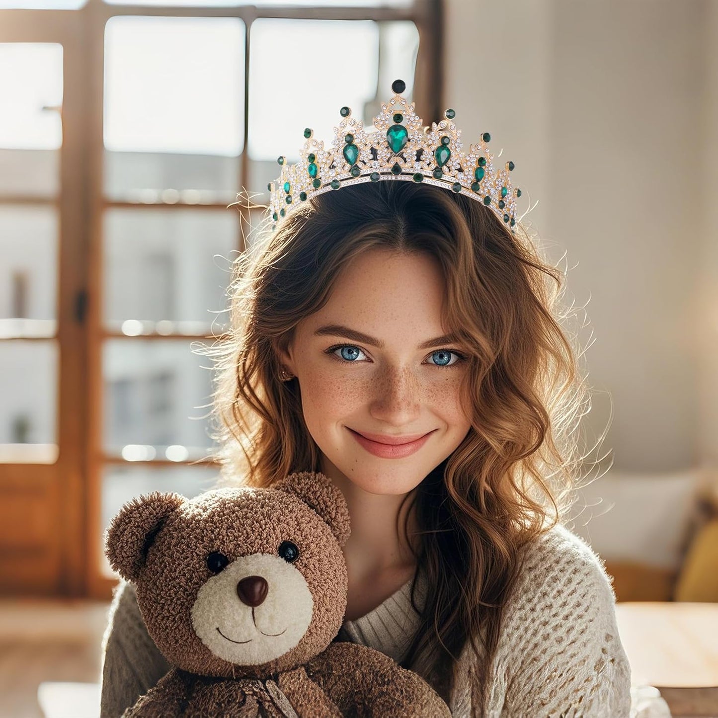 Kamirola Tiaras and Crowns for Women,Tiaras Earrings Necklace, Crystal Bridal Jewelry Set, Costume Party Halloween Prom Pageant Jewelry for Women(TR45)