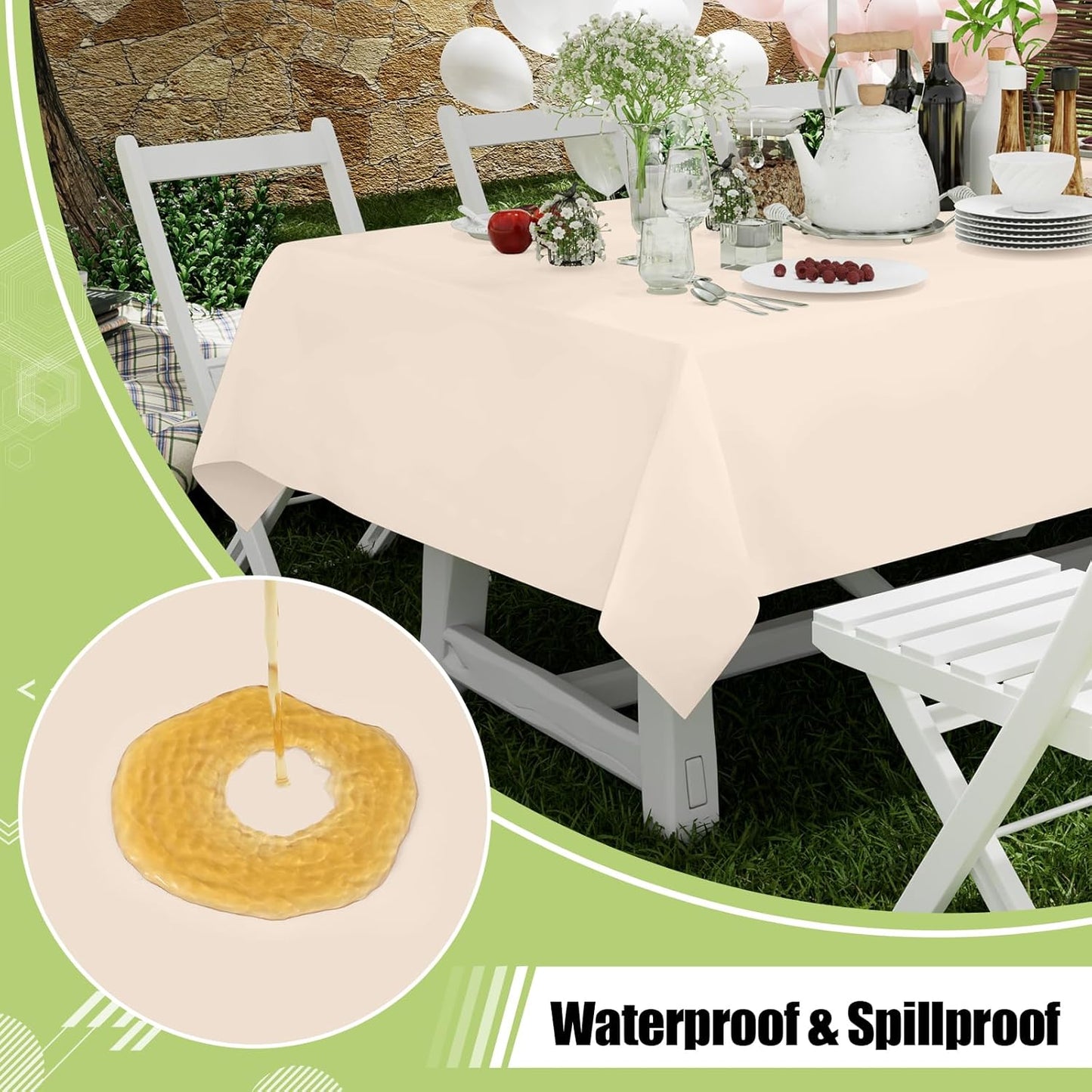 Smiry 54 Inch x 100 Feet Disposable Table Cover Roll, Ivory Plastic Table Cloth in Cut-to-Size Box with Slide Cutter, Waterproof Rectangle Tablecloths for Weddings, Banquets, Outdoor