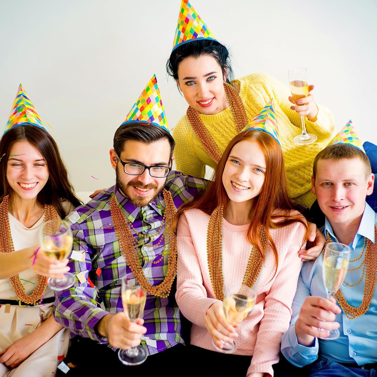 Beaded Necklace, 200 PCS 33" Orange Mardi Gras Beads, Mardi Gras Accessories, Costume Bead Necklace Bulk, Party Parade Beads for Pirate Wedding Birthday Baby Shower Halloween Party Supplies