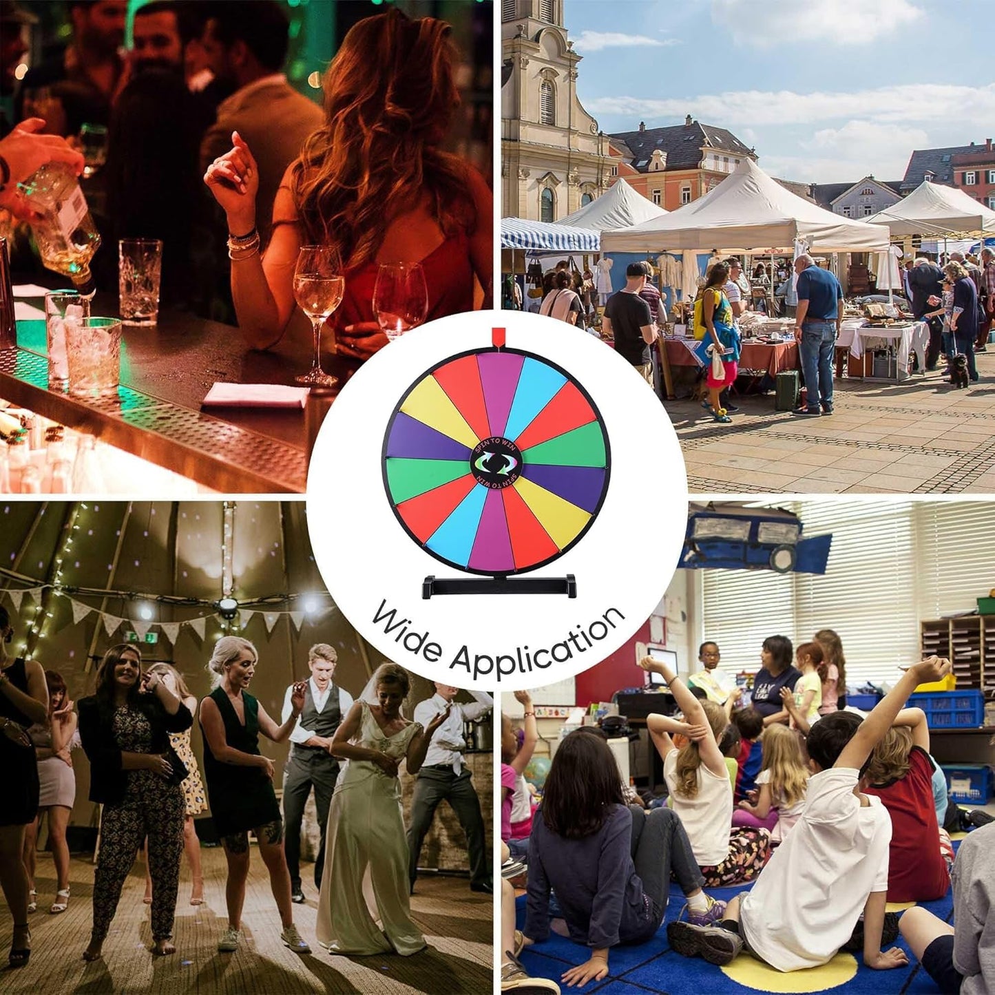 WinSpin 24" Spinning Color Prize Wheel with 30"x19" Prize Drop Board Game Party Trade Show