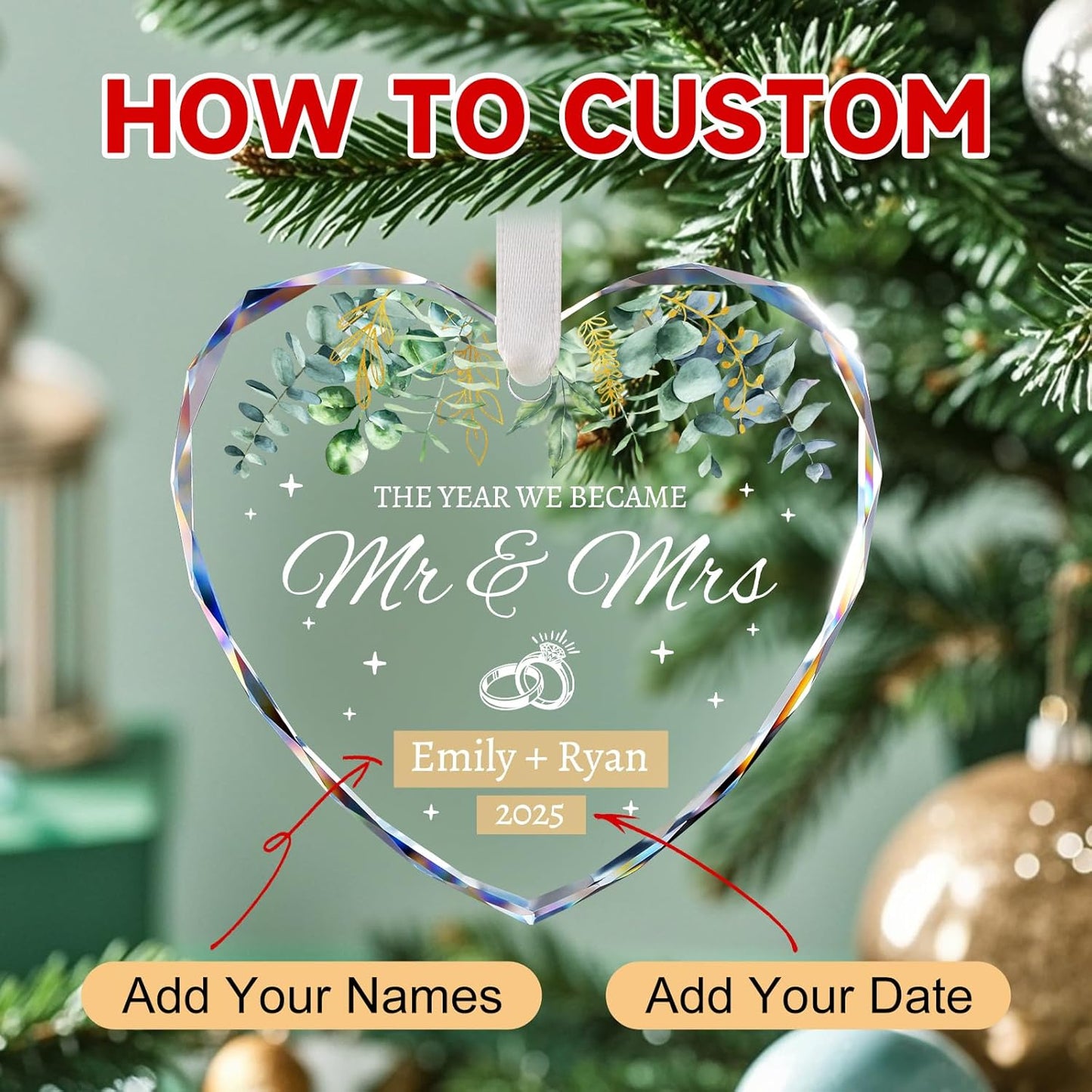 Personalized Wedding Gifts for Couples 2025 - Mr and Mrs Ornament - Bridal Shower Gifts, Wedding Gift for Bride, Newly Wed, Future Mr Mrs - Just Married Decorations Acrylic Ornaments