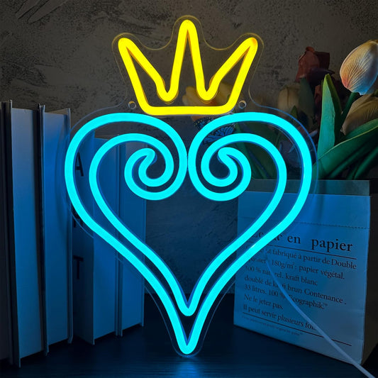 Manimo LED Kingdom and Hearts Neon Signs for Wall Decor, Anime Neon Sign, Neon Game Room Setup, USB Powered for Man Cave Game Home Party Bedroom Room Teenager Gamer Birthday Gifts(9.8 * 13in)