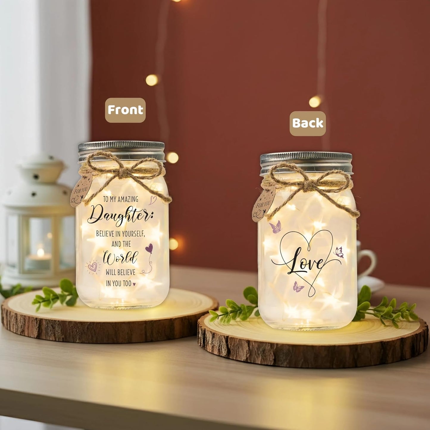 SOLMAY Mason Jar Night Light for Daughter – Sentimental Birthday, Christmas, Graduation & Mother’s Day Gift from Mom or Dad – Inspirational Decorative Jar Lamp with LED Fairy Lights