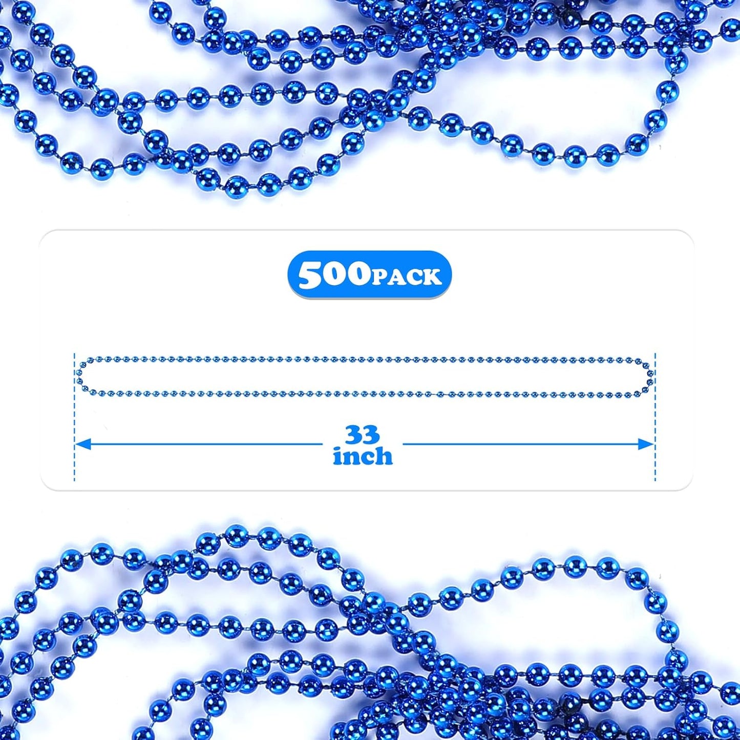 220 PCS Blue Bead Necklace, 33 Inch Mardi Gras Christmas Beads, Bulk Metallic Party Beads for Mardi Gras Parade, St Patricks Day, Wedding, Birthday, Pirate Carnival Party Favors