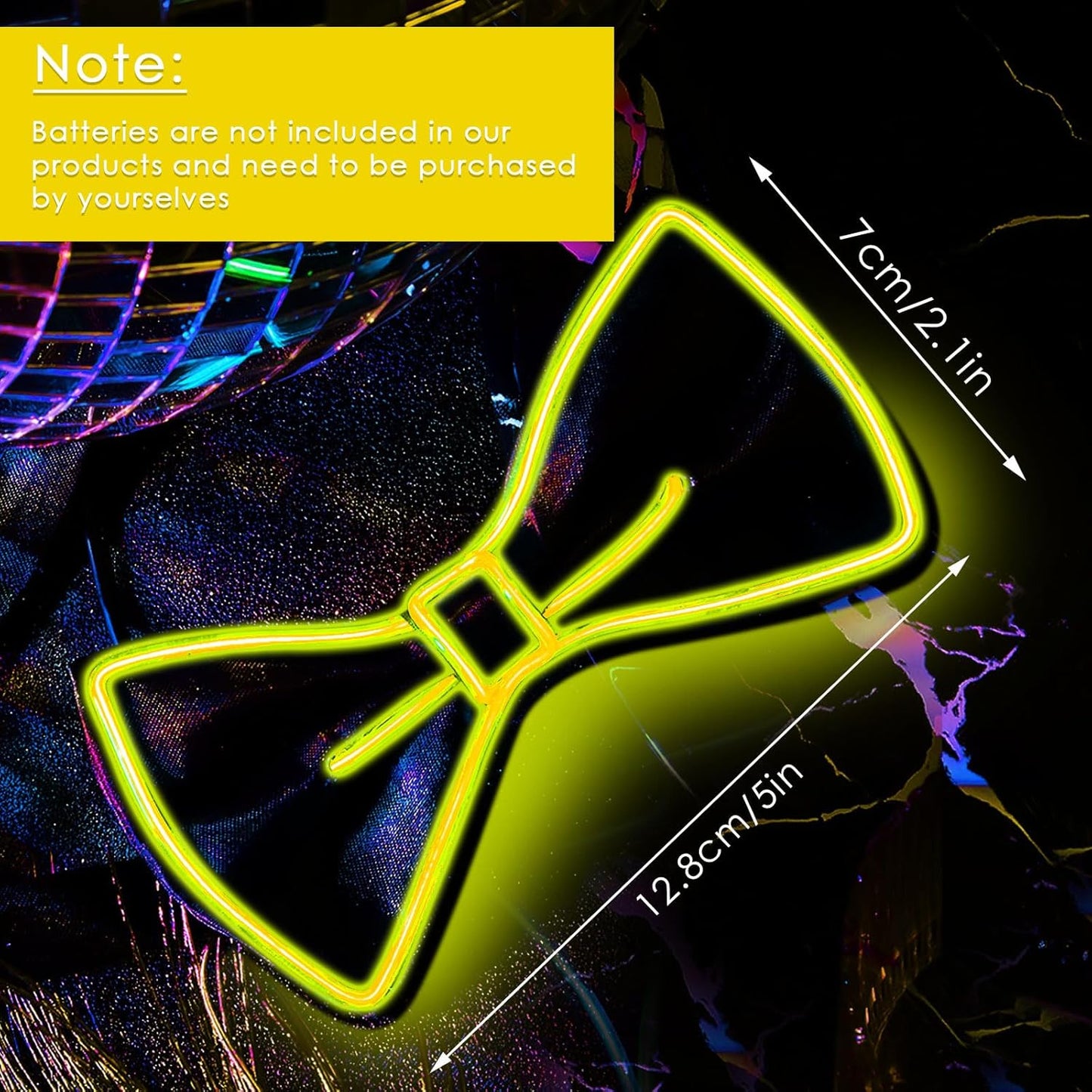 Hercicy Light up Bow Tie for Men LED Neon Bowtie Funny Ties Women Glow in the Dark Party Costume