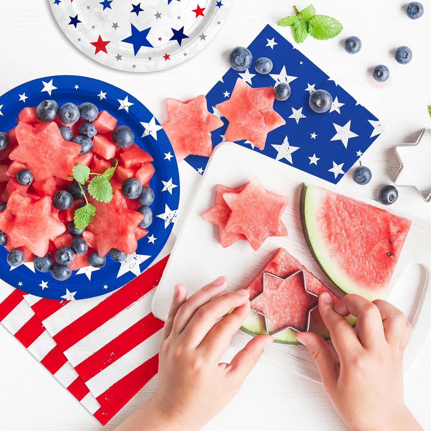 4th of July Party Supplies Set-American Patriotic Theme for Independence & Election Day Decorations, Includes Dinner & Dessert Plates, Napkins- for Patriotic & 4th of July Party Decorations-48 Guests