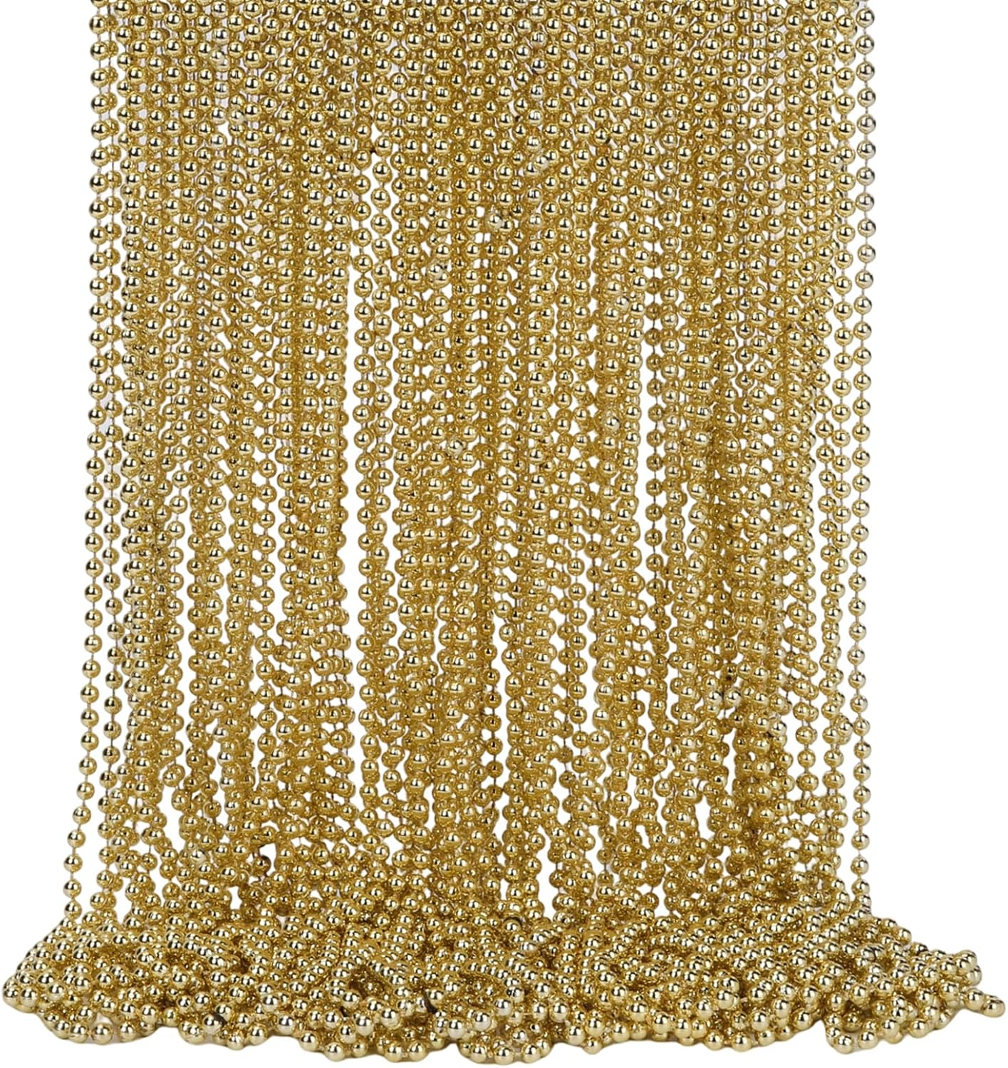 48 Pack Mardi Gras Beads Necklaces, 33 Inch Plastic Beads for Party Favors, Festival Decorations, Parade Throws, Christmas, St. Patrick's Day Celebrations