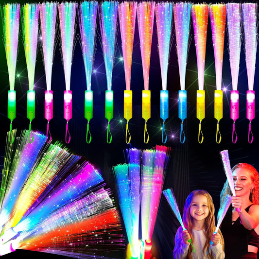 30 Pcs Colorful Glow Fiber Wands,Toys Glow Sticks Bulk Party Pack for Adults,Glow in the Dark Party Supplies for Back to School Halloween , Wedding, Birthday,Classroom,Concert,Pool Party Favors