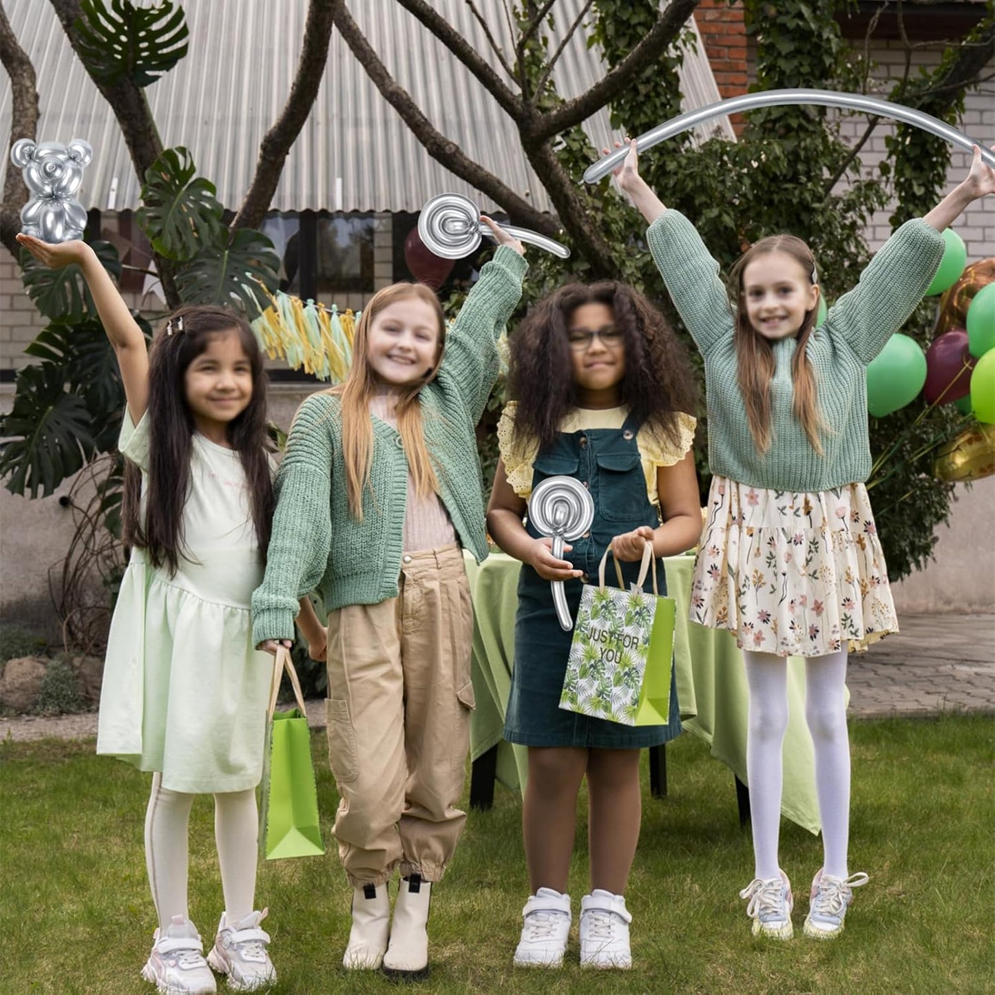 Metallic Silver Long Balloons Premium 260 Twisting Magic Balloons for Birthday Kids Wedding Party Supply 100pcs