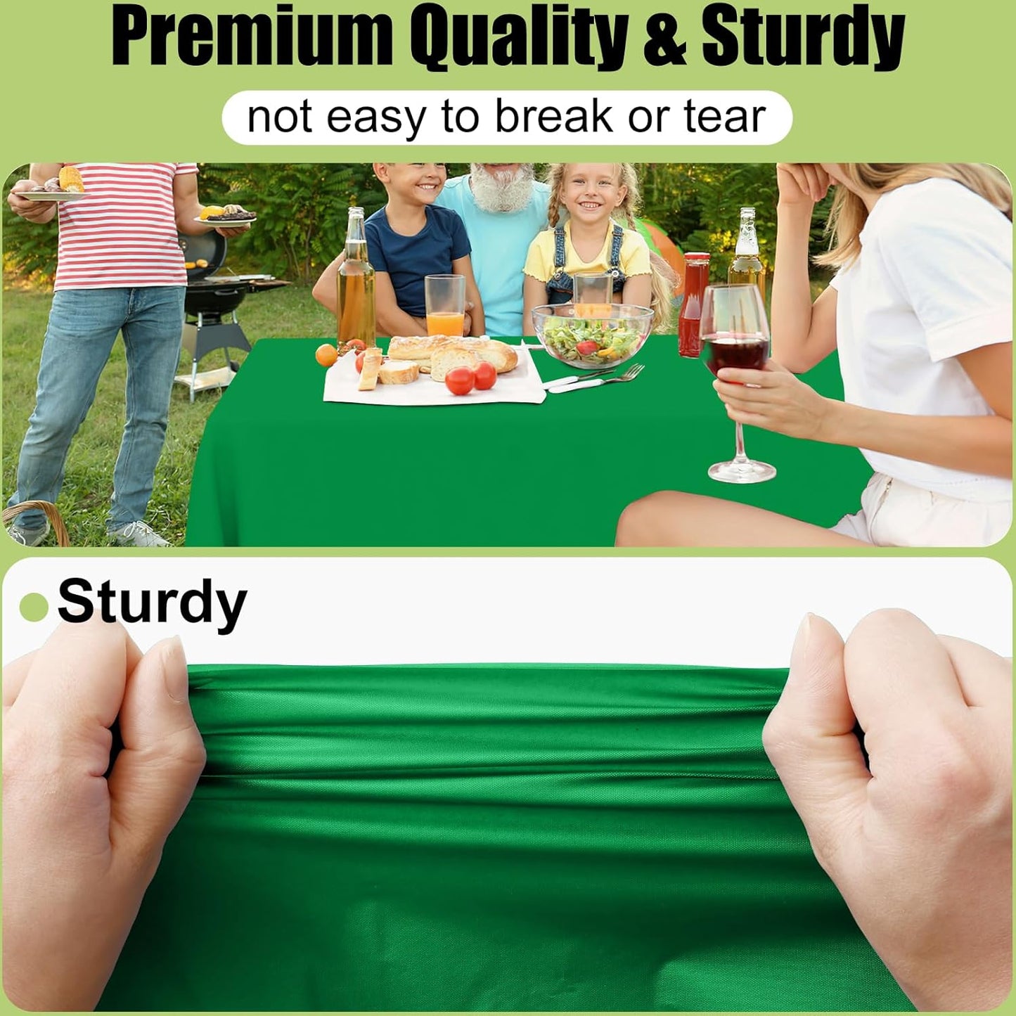 Smiry 54 Inch x 300 Feet Disposable Table Cover Roll, Green Plastic Table Cloth in Cut-to-Size Box with Slide Cutter, Waterproof Rectangle Tablecloths for Weddings, Banquets, Outdoor