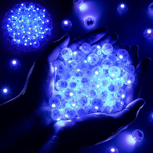 100pcs Mini Led Lights - Round, Long Standby Time Multicolor Ball Light Paper Lantern Balloons for Birthday Party, Christmas, Halloween Decoration (Blue, 100 PCS)