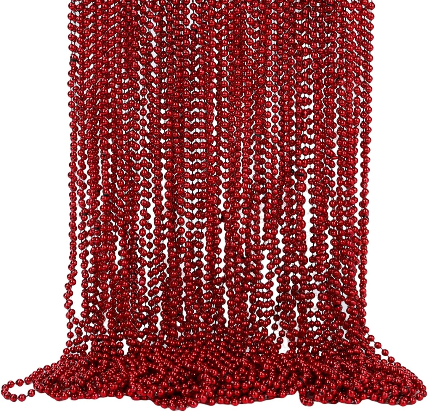 48 Pack Mardi Gras Beads Necklaces, 33 Inch Plastic Beads for Party Favors, Festival Decorations, Parade Throws, Christmas, St. Patrick's Day Celebrations