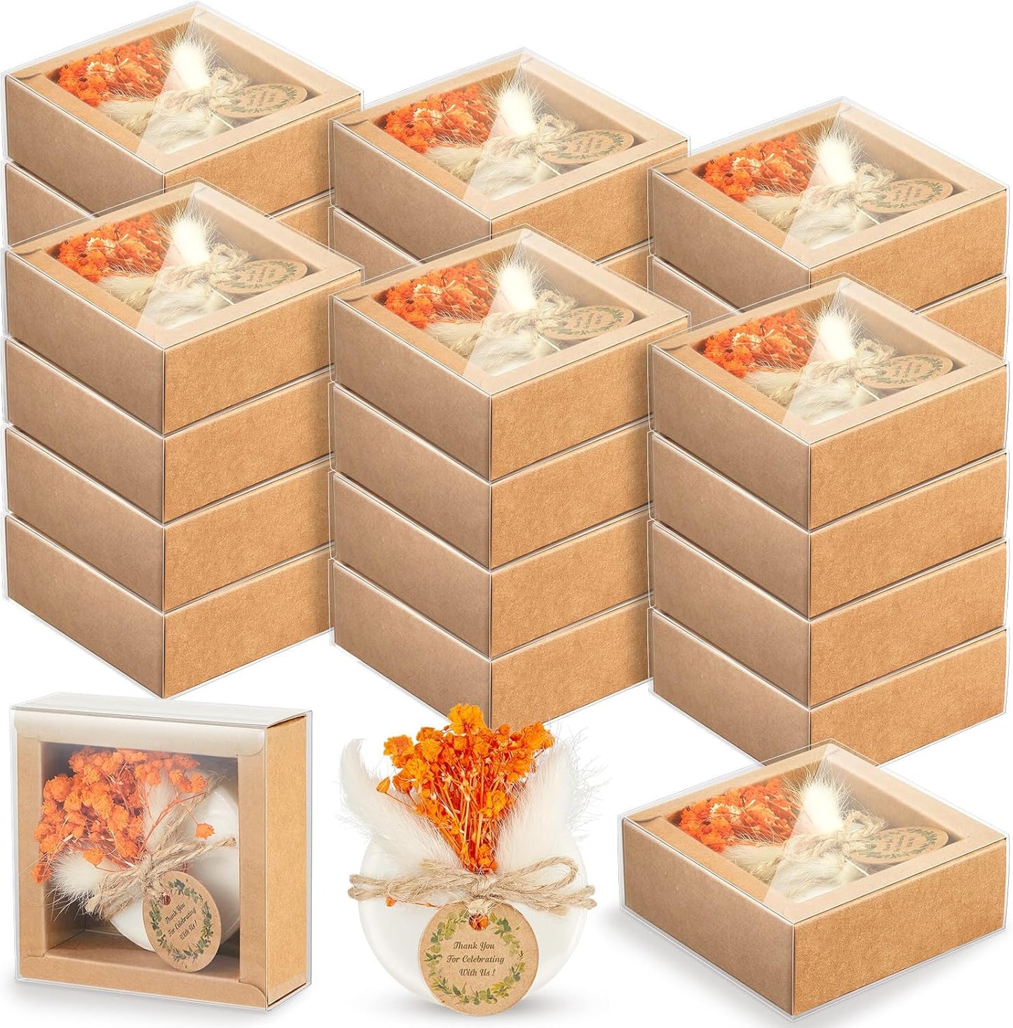 Demissle 24 Pack Scented Soap Favors Wedding Favors Christmas Bridal Shower Favors for Guests Bulk with Mini Dried Flowers for Bridal Baby Shower Baptism Party Guests Gifts