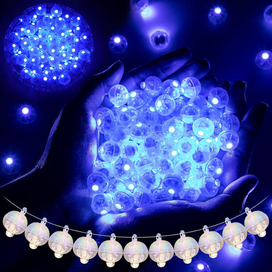 100pcs Balloon Lights Mini Led Lights Round Long Standby Time Multicolor Ball Lamps Paper Lantern Balloons Lamps for Birthday Party Christmas Halloween Decoration Blue, 100 PCS with Hook