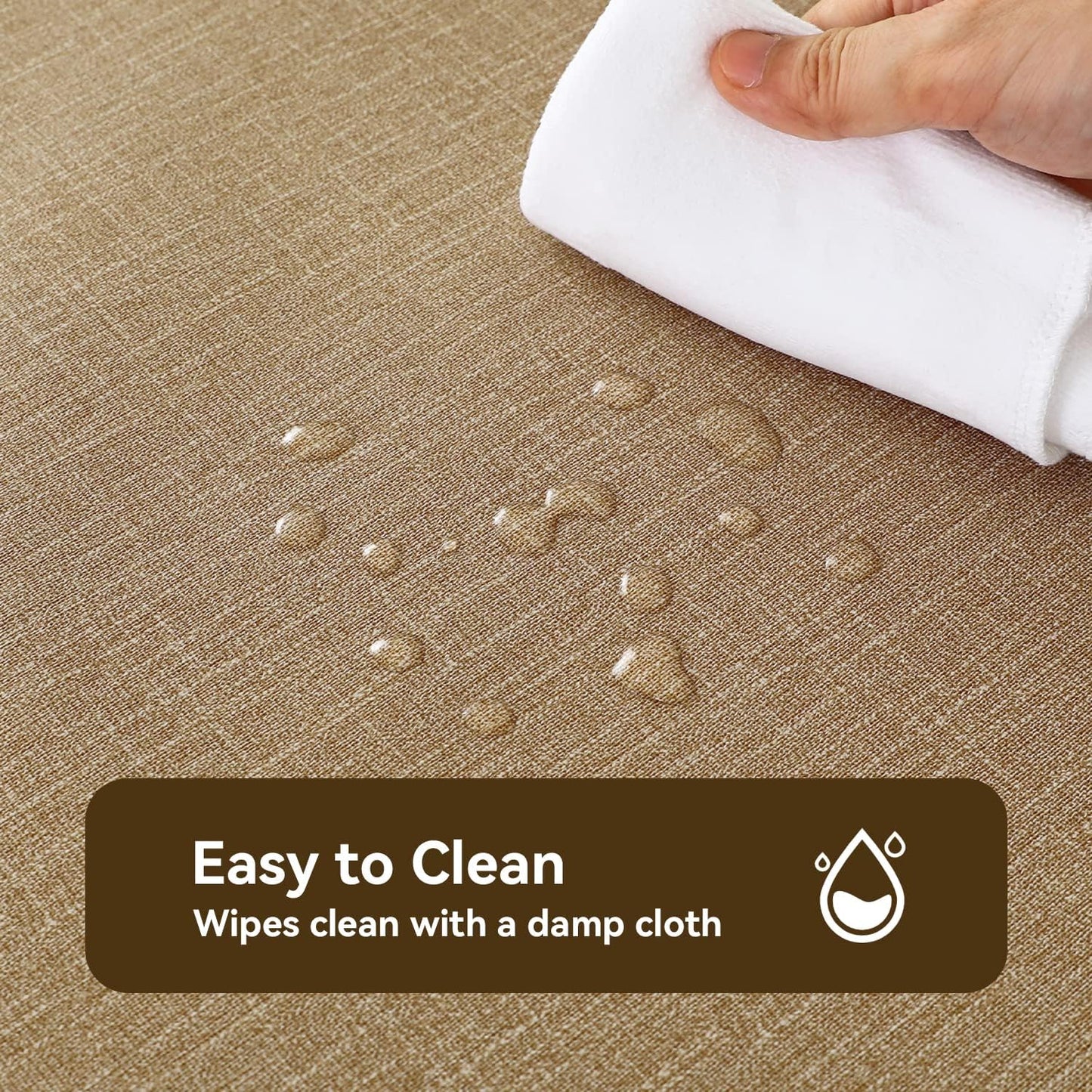 Romanstile 100% Waterproof PVC Tablecloth, Rectangle Oil Spill Proof Stain Resistant Vinyl Table Cloth, Wipe Clean Plastic Table Covers for Kitchen/Dining/Parties - 54 x 78 Inch, Caramel