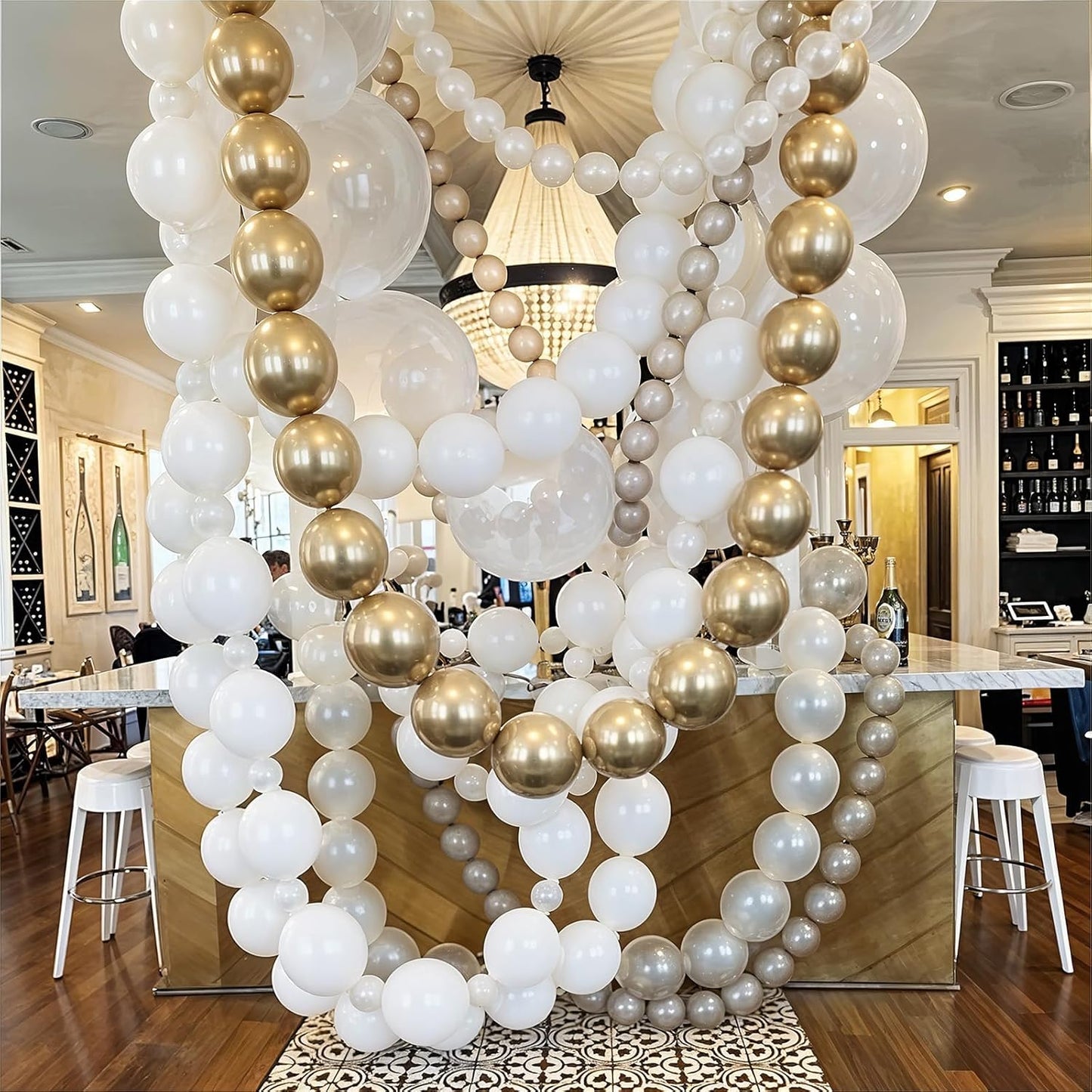 White Quick Link Balloons, 100PCS Linking Balloons for Making Balloon Wall Arch and Chain, Pearl White Linked Balloon for Wedding Birthday Baby Shower Engagement Graduation Party Decorations (10inch)