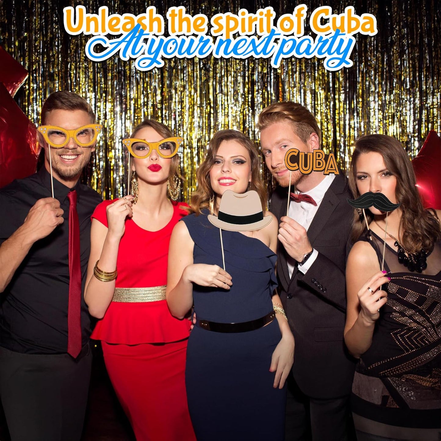 Havana Cuban Theme Party Photo Booth Props (Set of 12) Havana Nights Party Supplies