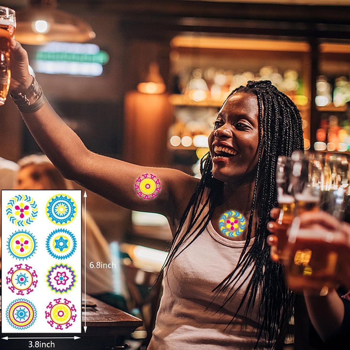 Glow in The Dark Tattoos 170 PCS Neon UV Black Light Reactive Temporary Tattoos Glow Party Supplies Decorations Stickers for Adult Teens Kids