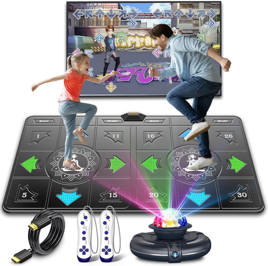 FWFX Dance Mat for Kids and Adults, 2-Player Musical Electronic Dancing Game for TV, Active Indoor Game for Family Parties - Ideal Christmas and Birthday Gift for Kids Boys Girls (Gray)