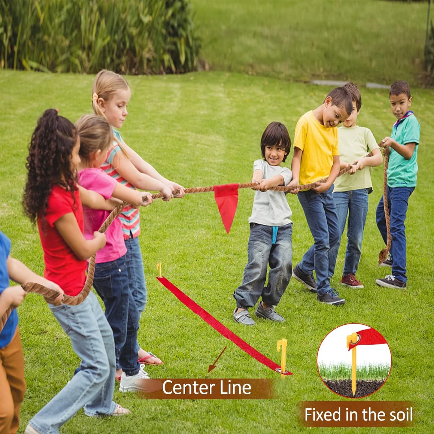 Outdoor Games Tug of War Rope for Kids and Adults, Field Day Family Reunion Birthday Party Games, Camping Picnic Games, Outside Yard Lawn Carnival Game, Fun for Team Building Activities, 20FT, Brown
