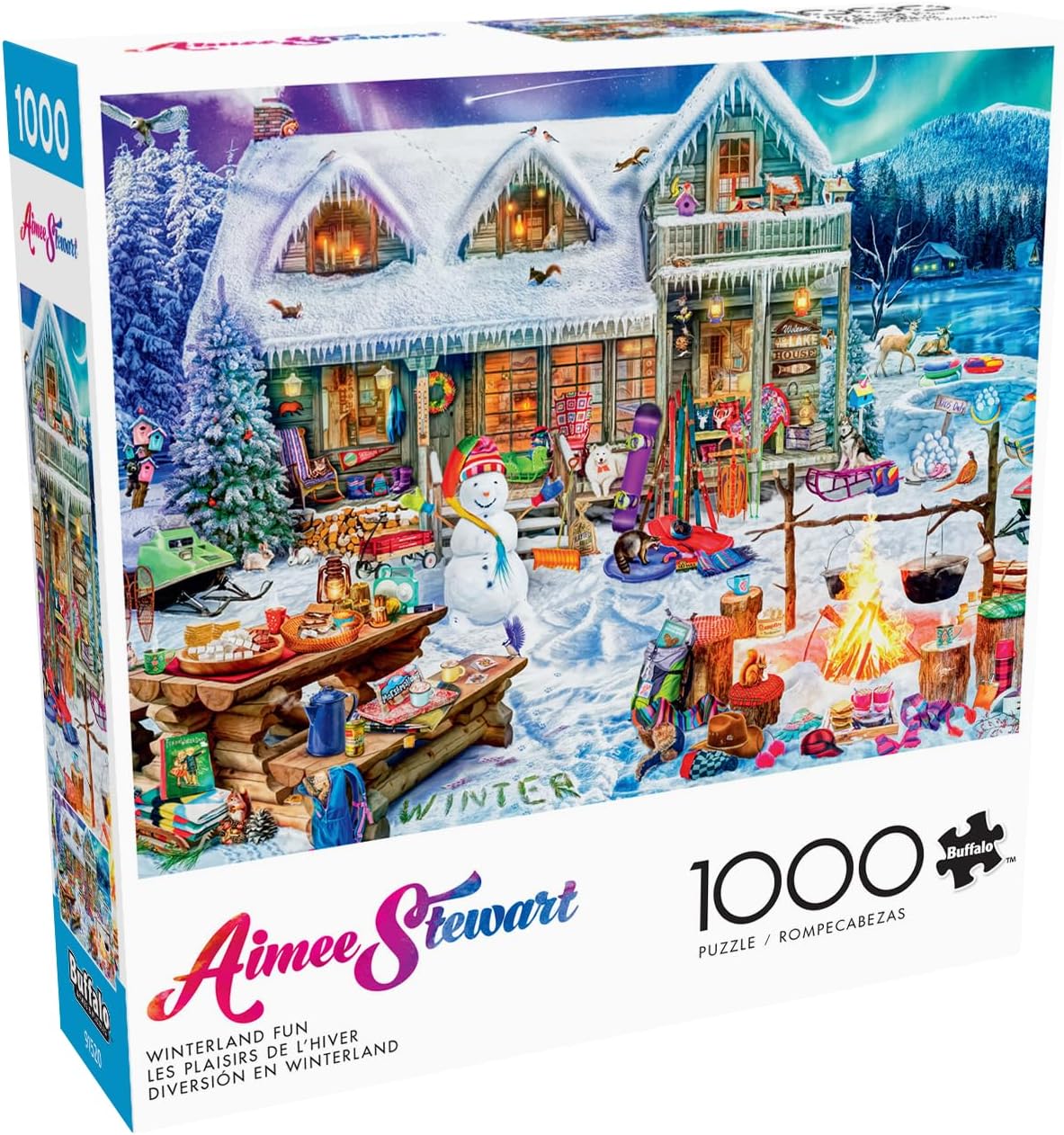 Buffalo Games - Aimee Stewart - Winterland Fun - 1000 Piece Holiday Jigsaw Puzzle Christmas Puzzles for Adults – Precision-Cut Pieces, Beautiful Artwork, and Hours of Relaxing Fun