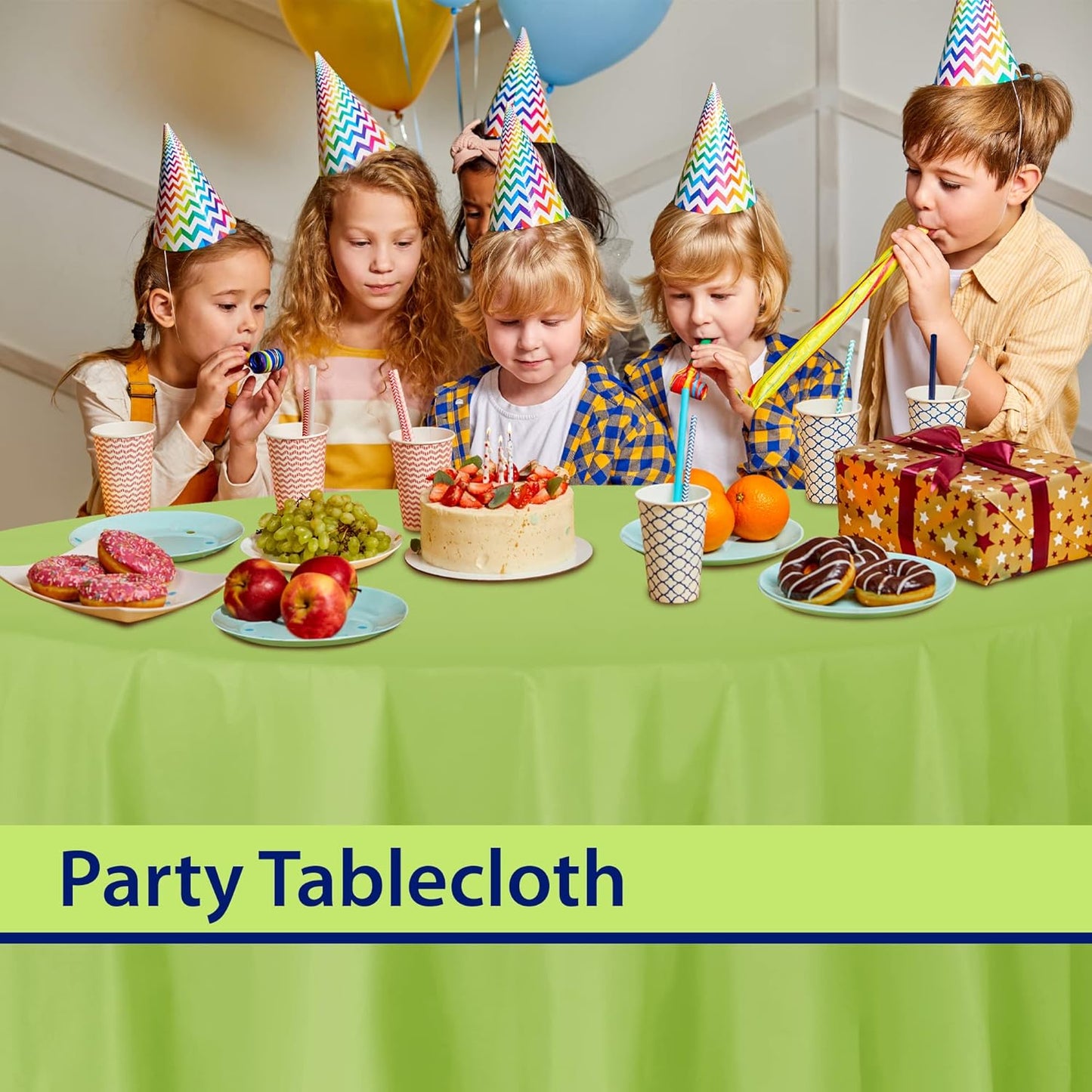 Lime Green Disposable Plastic Tablecloth for Round Tables (12 Pack) 84 inches Table Cloths for Parties, Events & Weddings, Indoors & Outdoors, Plastic Table Cover