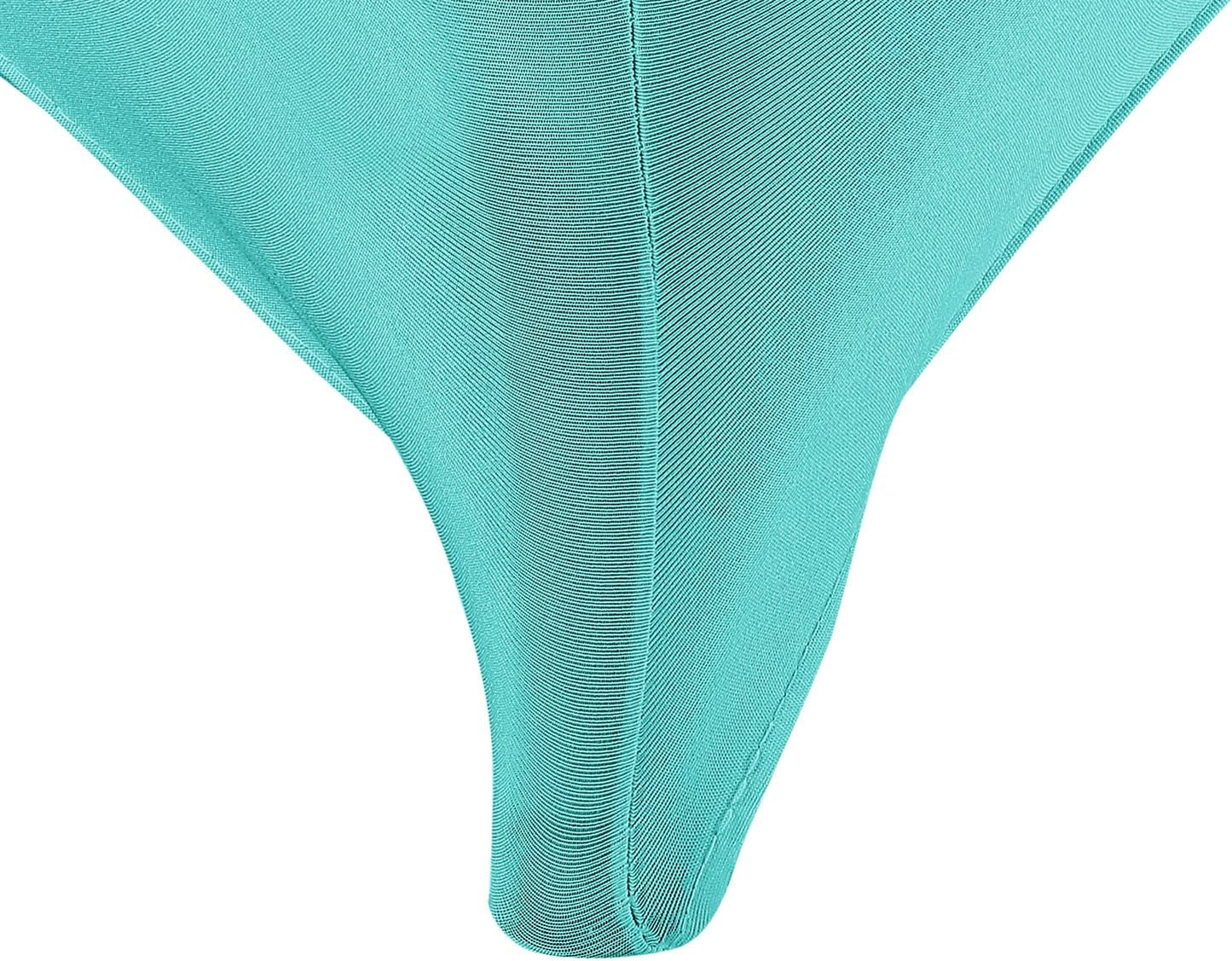 LZY Spandex Table Covers 6 Feet, Stretch/Fitted Table Covers for 6 Feet Folding Table, Rectangular Spandex Table Cloths for Wedding Party or Event (6FT-2PCS, Turquoise)