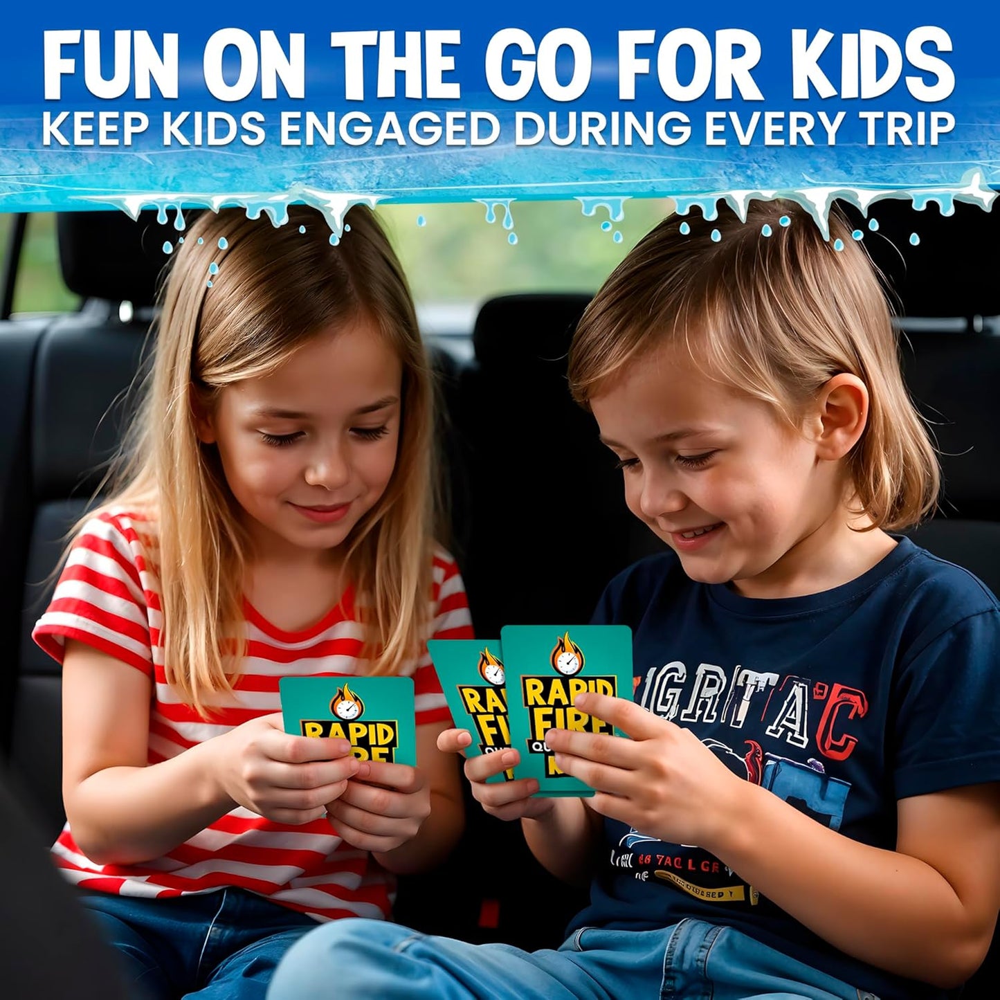 QUOKKA Kids Premium Rapid Fire Questions - Break The Ice Game for Kids & Families - Icebreaker Cards with 500+ Questions - Family Game Night - Ages 6+