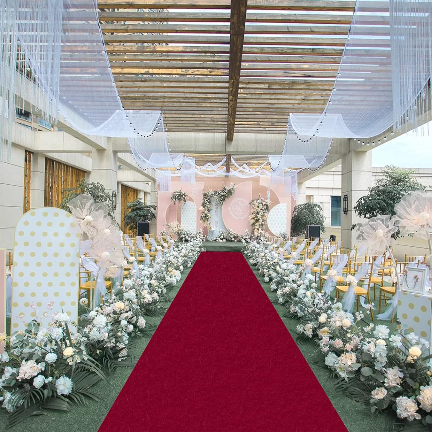 FUHSY Wedding Aisle Runner Burgundy Velvet Aisle Carpet Runner 15FTx2FT Maroon Aisle Runner for Ceremony Wedding Runners Outdoor for Party Runners Rug Aisle Decorations