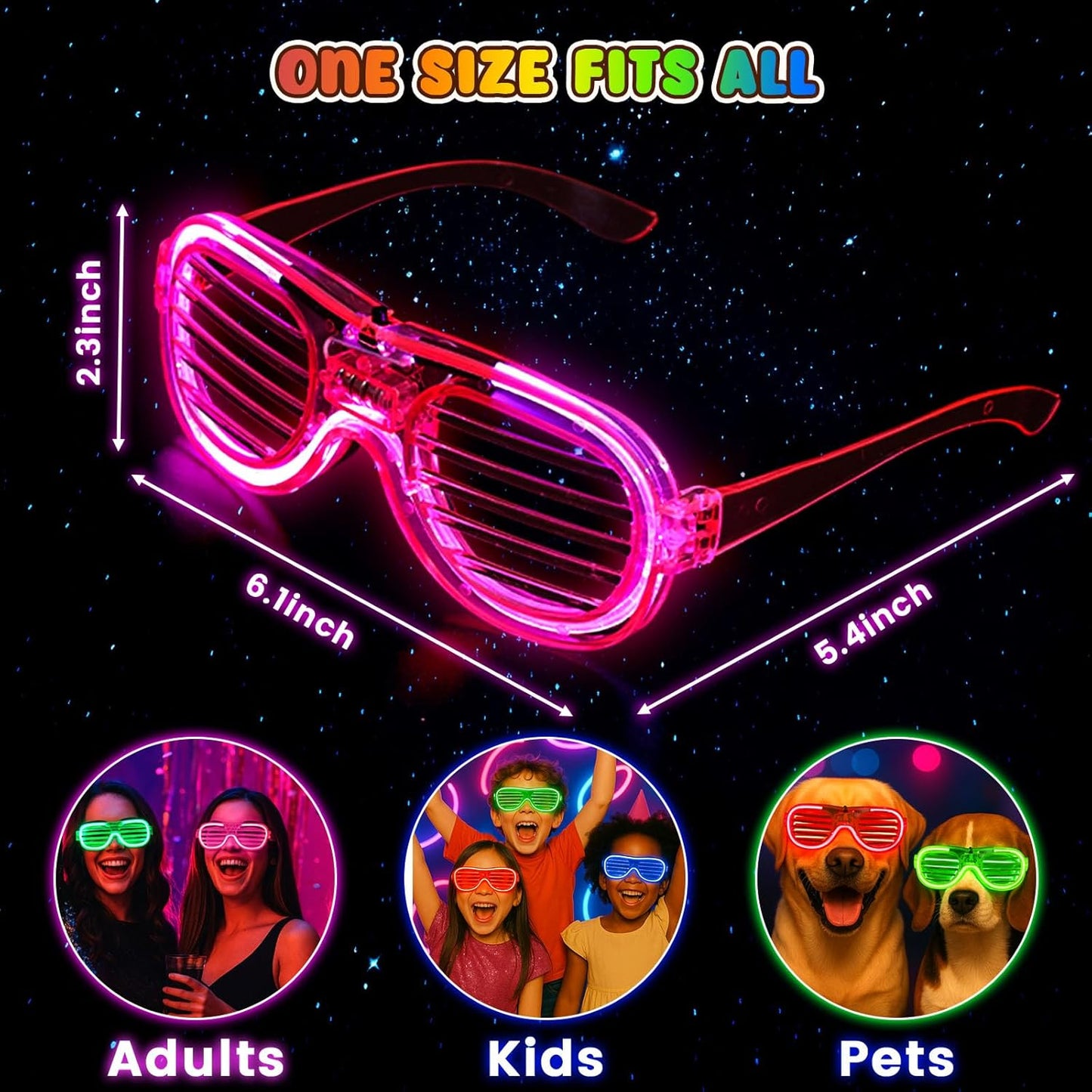 LovesTown 20PCS LED Glasses Party Favors, Glow In The Dark Party Supplies Accessories for Adult New Years Eve Wedding Birthday, Great prize for School Contest