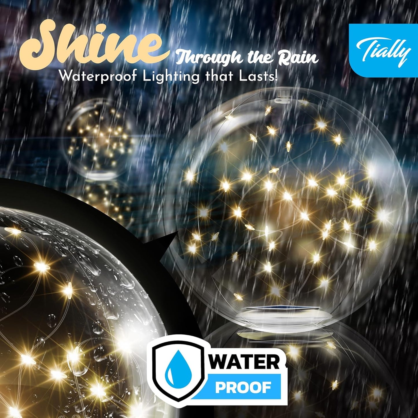 TIALLY Fairy Floating Pool Lights Solar Powered - 14" Inflatable Waterproof Led Glow Balls, Luces para Piscina, Floating Light Up Ball, Swimming Pool Party Decorations, Cool Outdoor Decor (2 Pack)