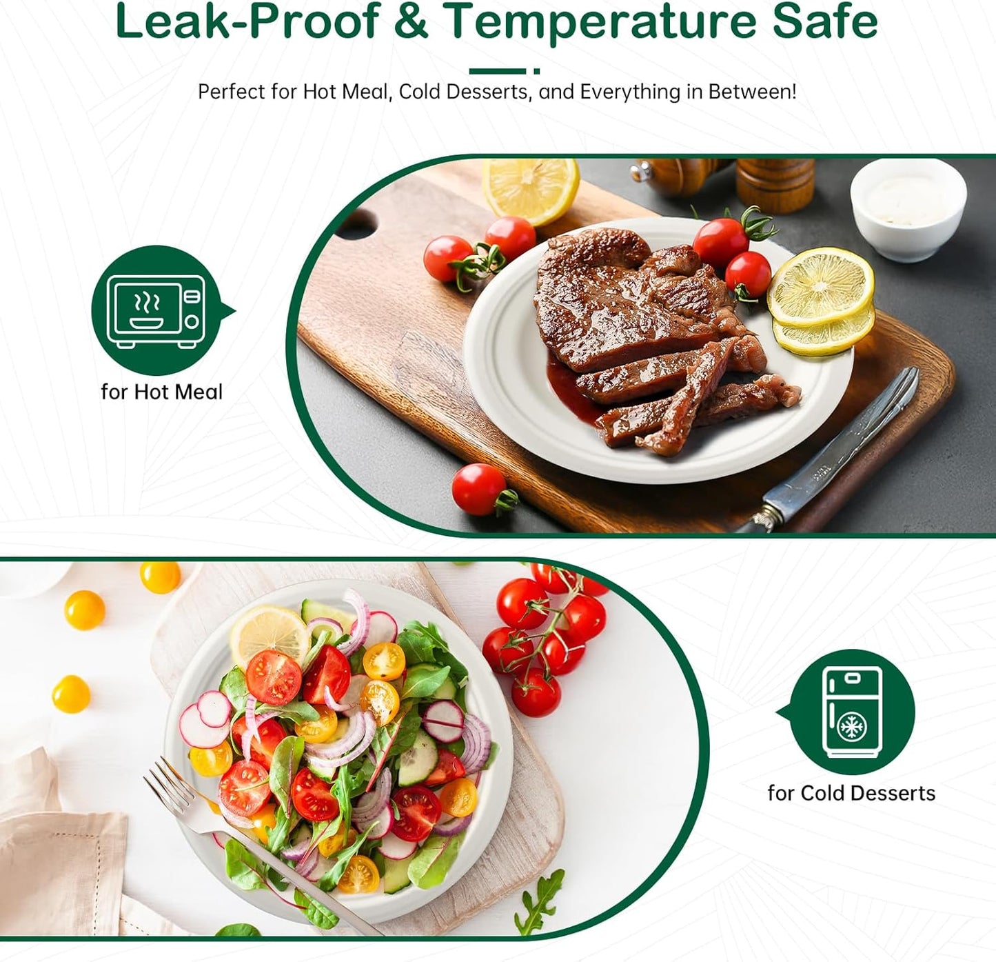 𝟏𝟎 𝐈𝐧𝐜𝐡, 𝟏𝟐𝟖-𝐏𝐚𝐜𝐤 Compostable Paper Plates, Heavy-Duty Biodegradable Disposable Dish Made from Bagasse, Perfeck for Snacks, Desserts, Party, Wedding and More (White)