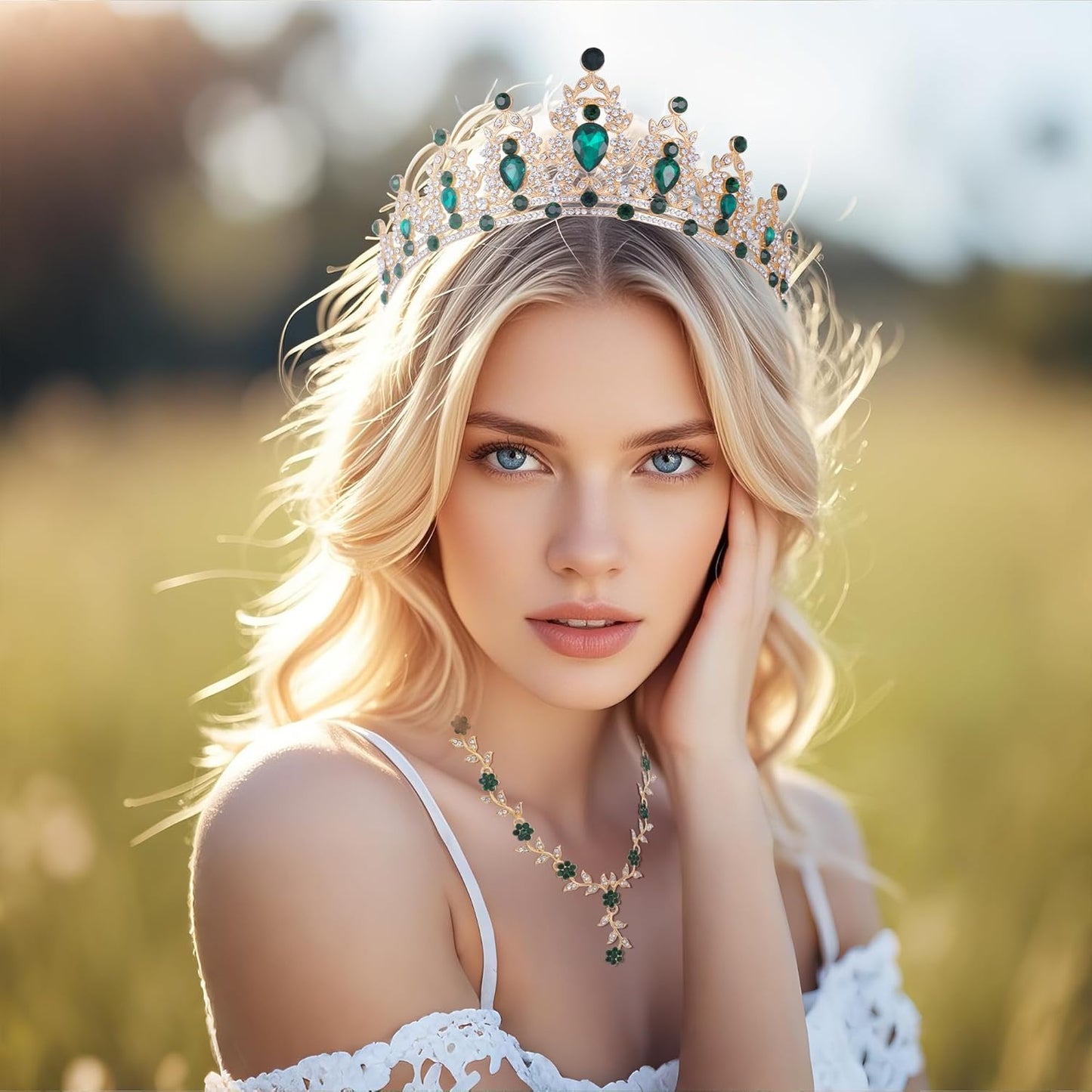 Kamirola Tiaras and Crowns for Women,Tiaras Earrings Necklace, Crystal Bridal Jewelry Set, Costume Party Halloween Prom Pageant Jewelry for Women(TR45)