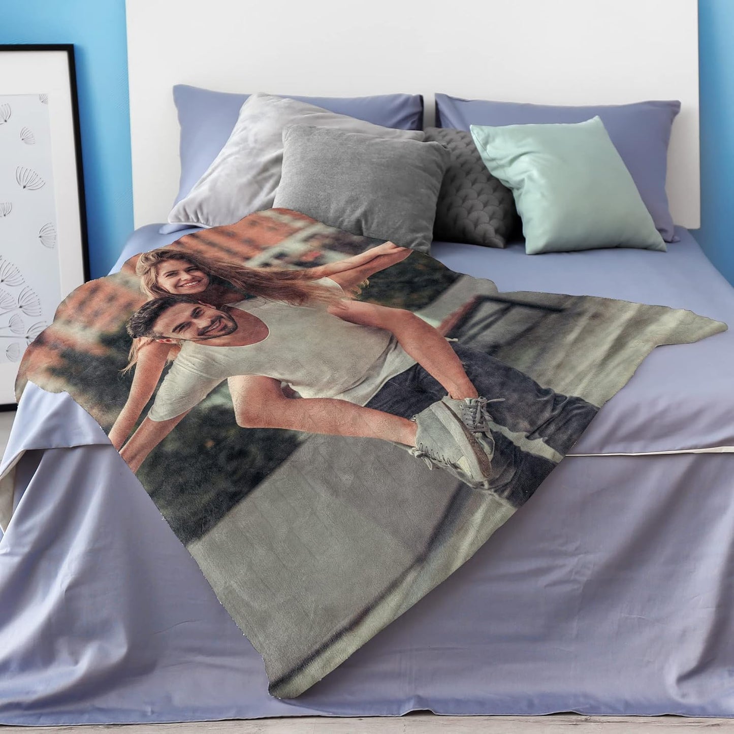 Custom Blanket with Photos Personalized Picture Throw Blankets Gifts for Women Lover Friend Customized Picture Gifts Flannel Blanket Christmas Anniversary Birthday Wedding 40"X50" Made in USA