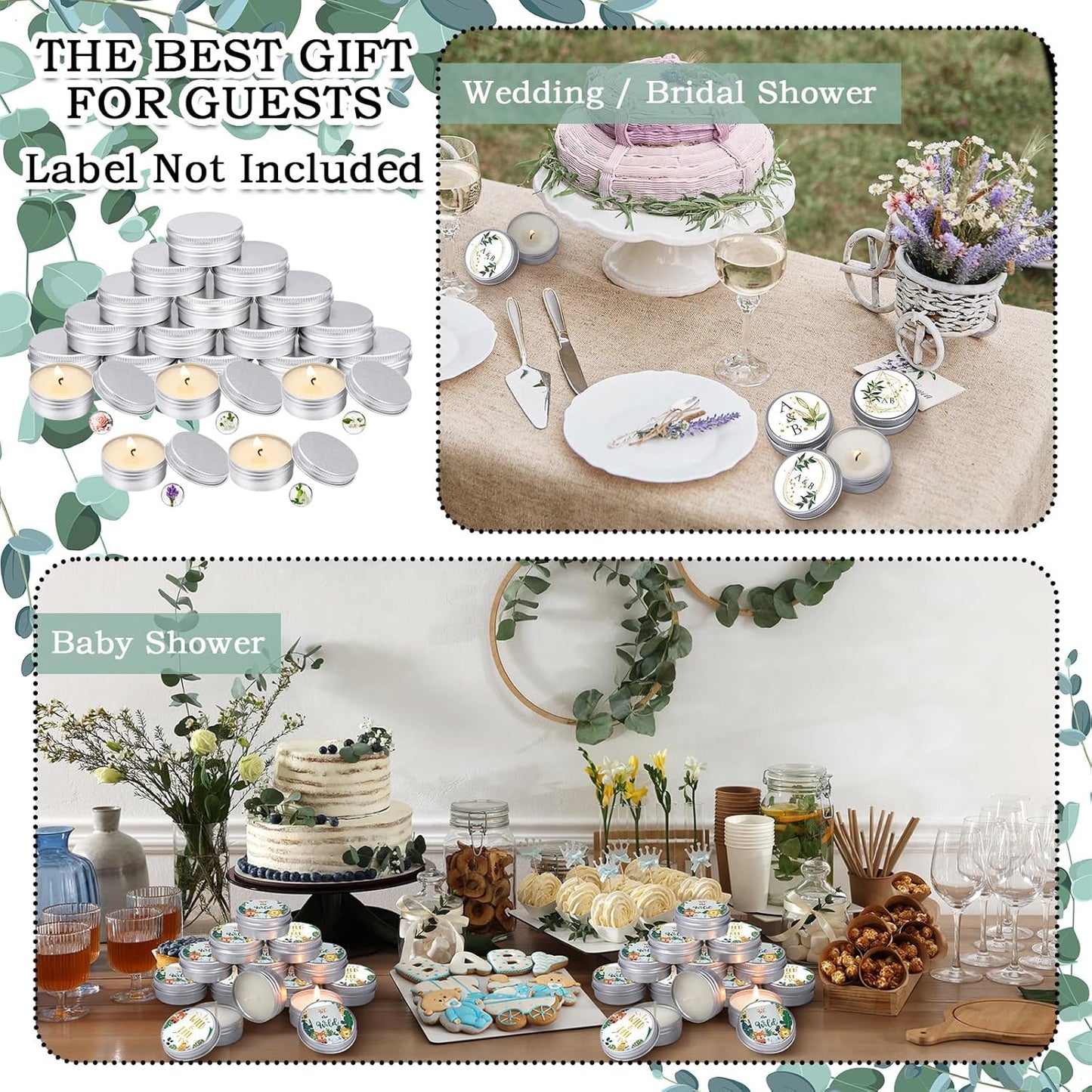 MTLEE 50 Pcs Wedding Scented Candles Gift Travel Tin Candle Aromatherapy Candle for Christmas Winter Baby Shower Favors Wedding Gifts